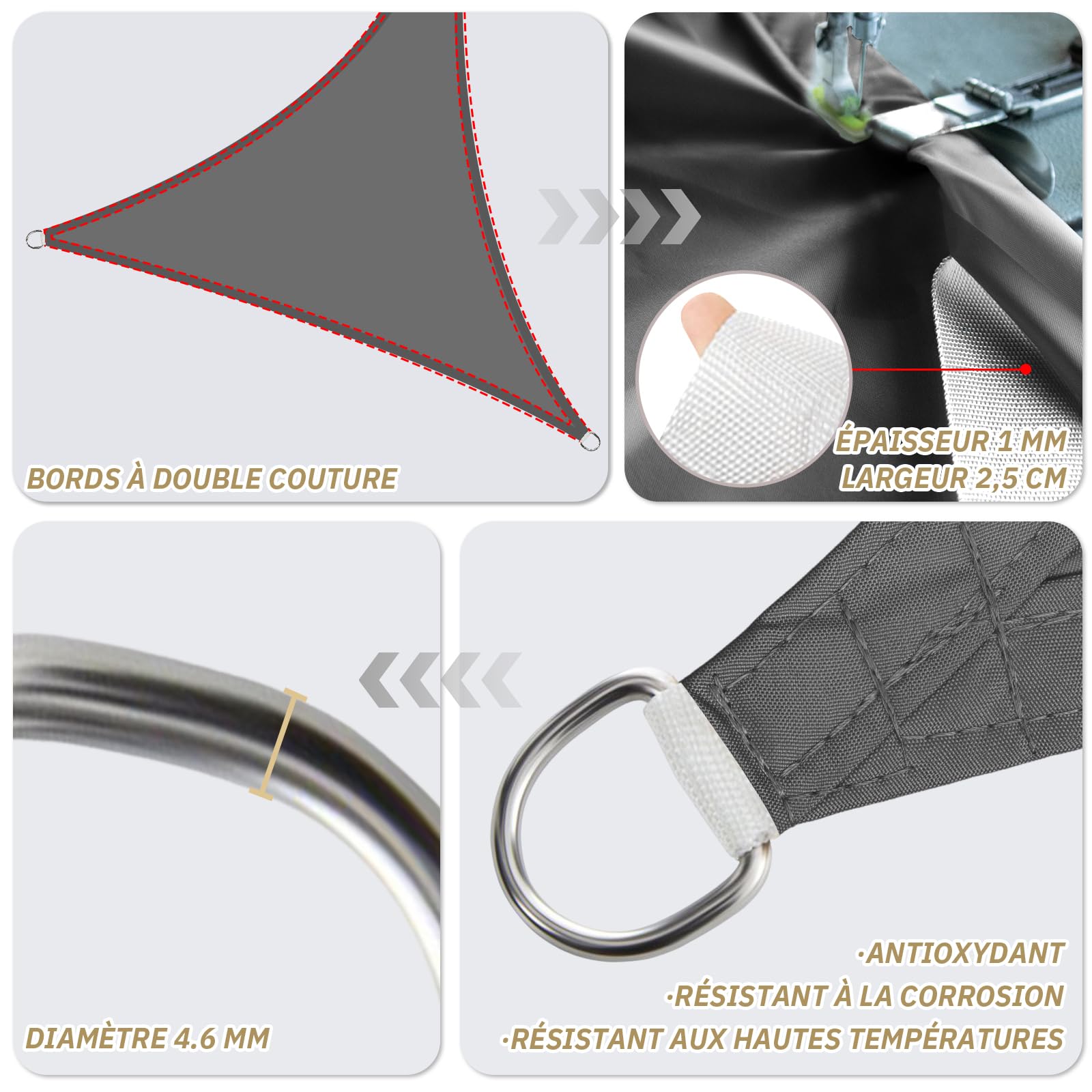 Voile D'ombrage Triangulaire HENG FENG 3x3m - Imperméable UV Protection Extérieur Jardin