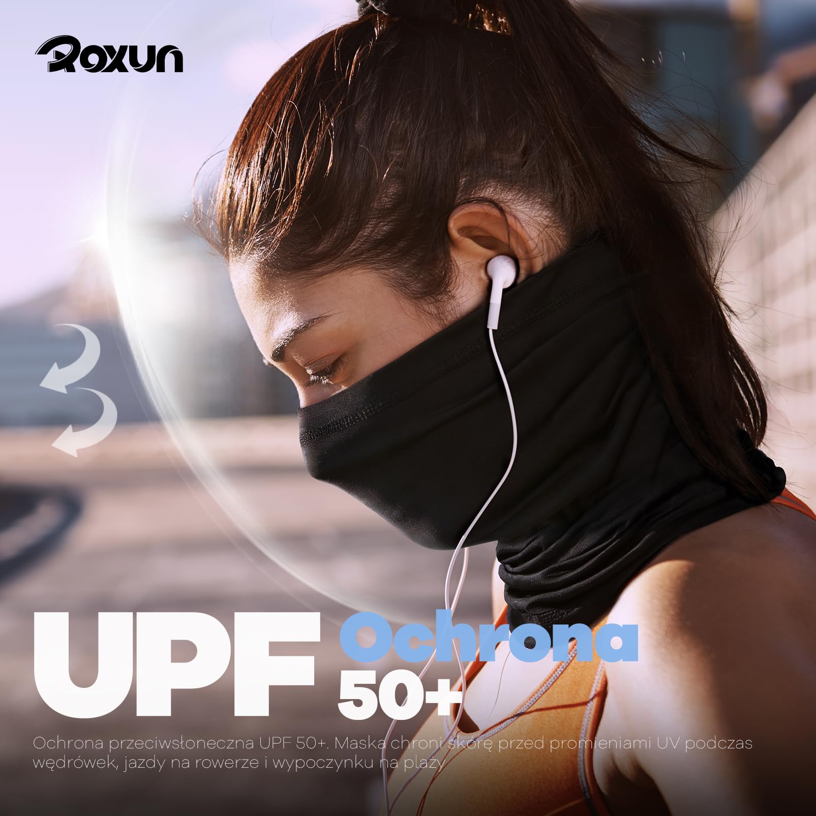 ROXUN 4-pak ocieplacz na szyję, chłodząca, oddychająca maska na twarz, ochrona przed promieniowaniem UV, szalik turystyczny bandana dla mężczyzn/kobiet