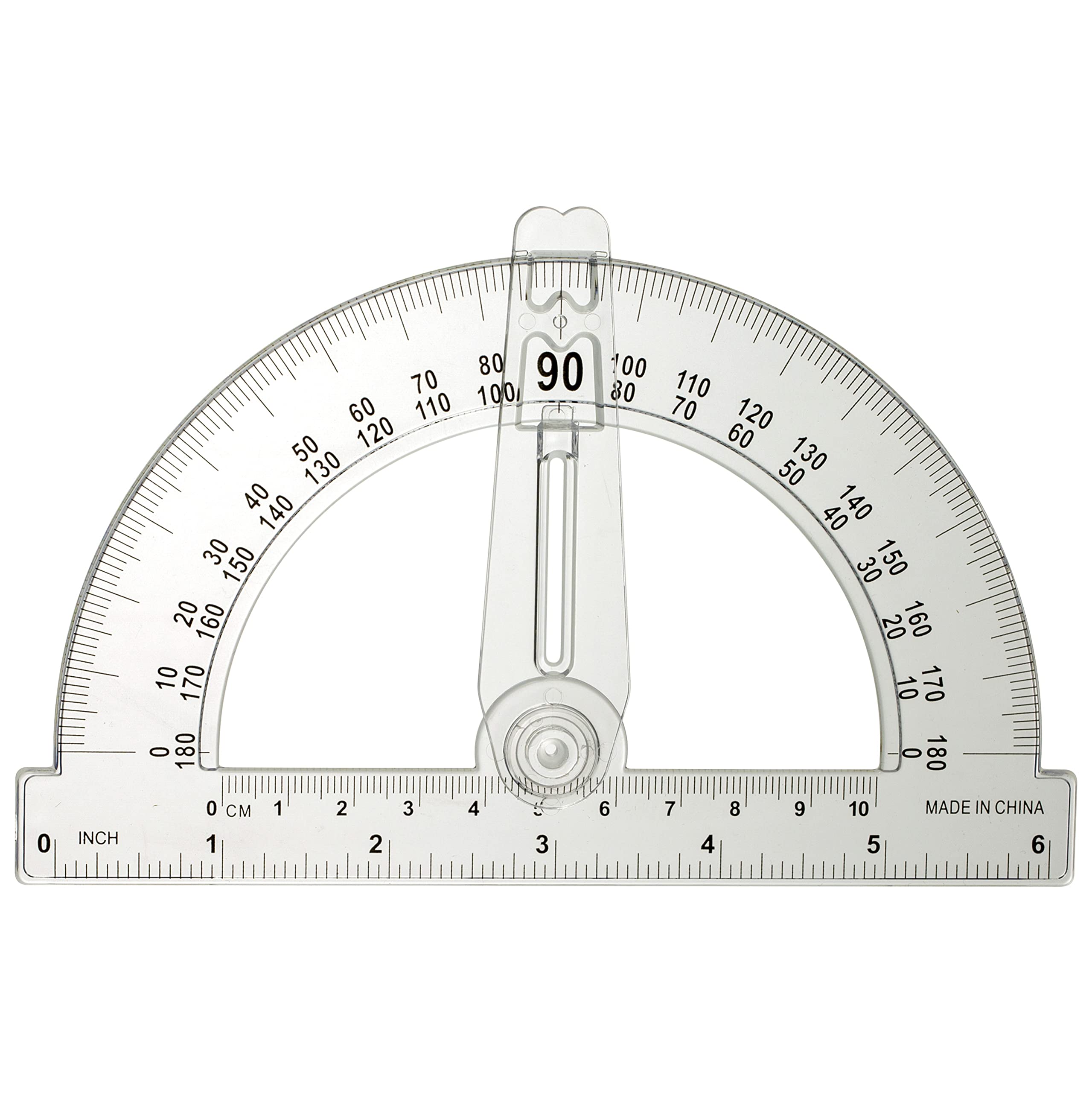 Officemate OIC Achieva Easy Grip Protractor with Swing Arm and 6-Inch Ruler, Comes in Assorted Colors - Blue/Green/Red/Purple (30205)