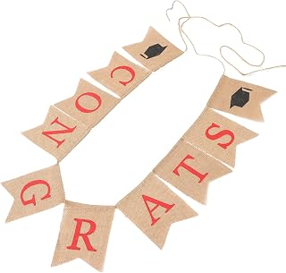 Burlap Graduation Party Banner Rustic Jute Congrats Class Decoration for School Events Photo Booth Backdrop Scale Graduation Celebrations and Stage Performances