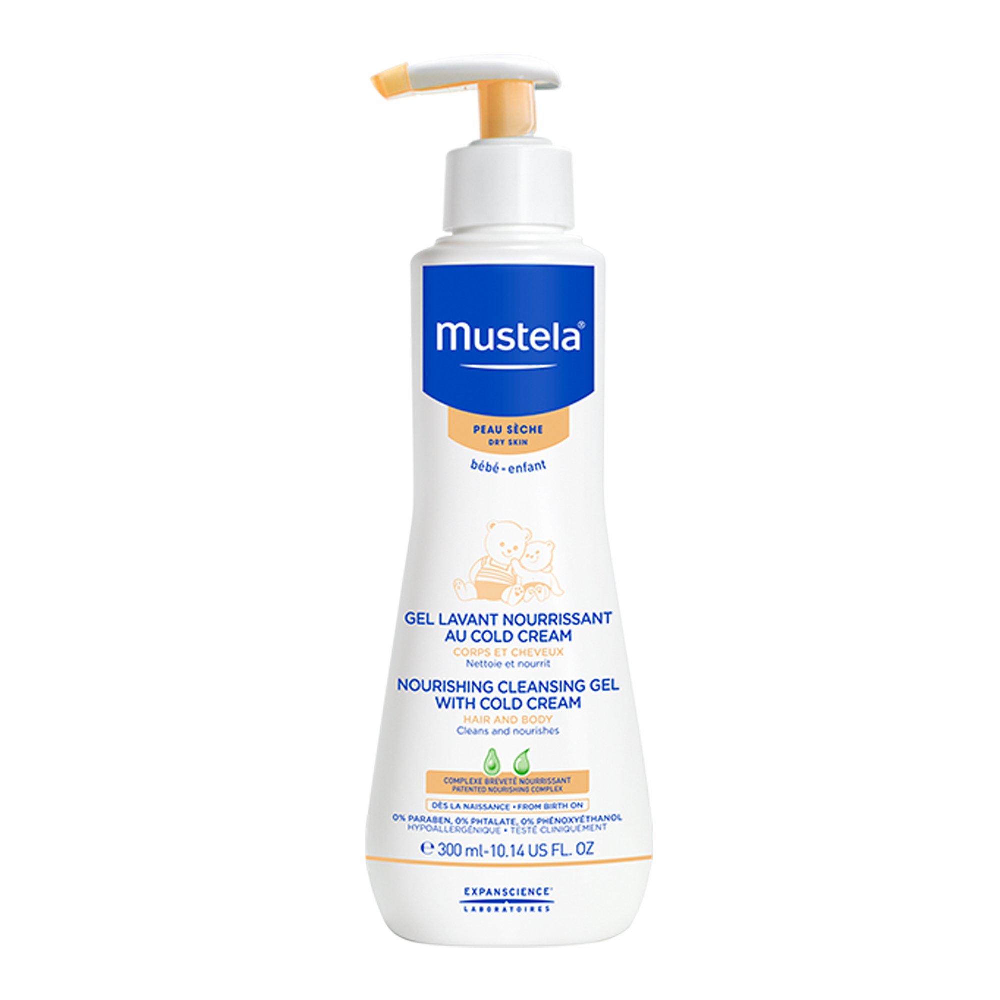 Mustela Cleansing Body Gel, Gentle Baby Wash for Dry Skin, with Natural Avocado Perseose, Ceramides and Cold Cream, 10.14 FL. Oz.
