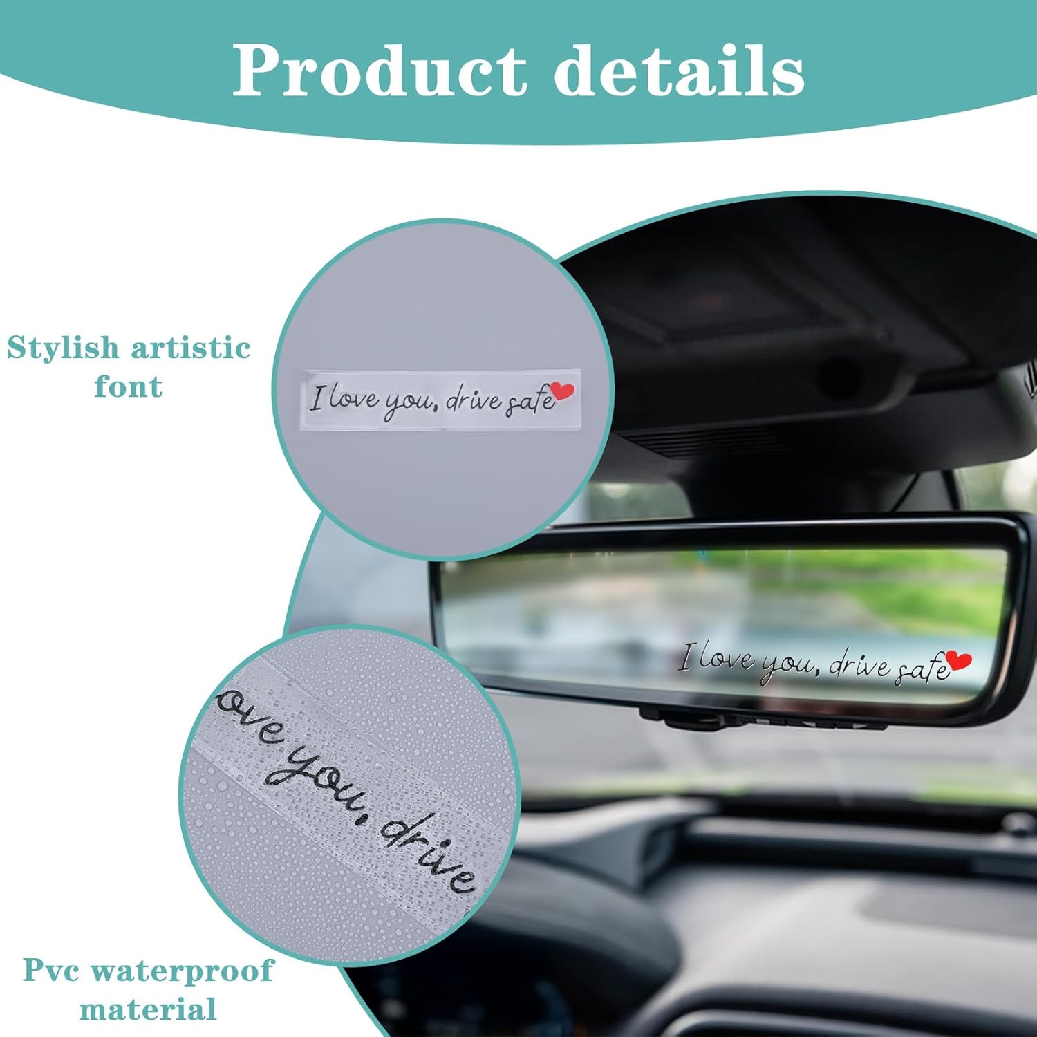 10Pack I Love You Drive Safe Mirror Sticker, I Love You Drive Safe Sticker Car Decal for Rearview Mirror Waterproof Cars Accessories for Women Men - Image 6