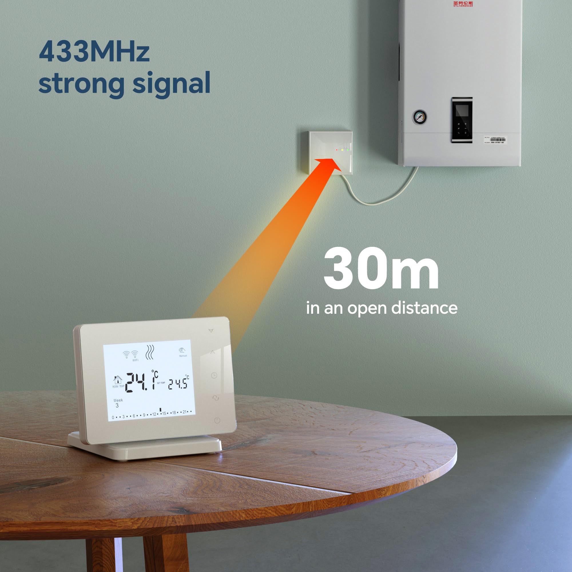 Beok inteligentny termostat do wodnego ogrzewania podłogowego i kotła gazowego, bezprzewodowy programowalny termostat pokojowy RF i WiFi, kompatybilny z aplikacją Tuya Smart Life i sterowaniem