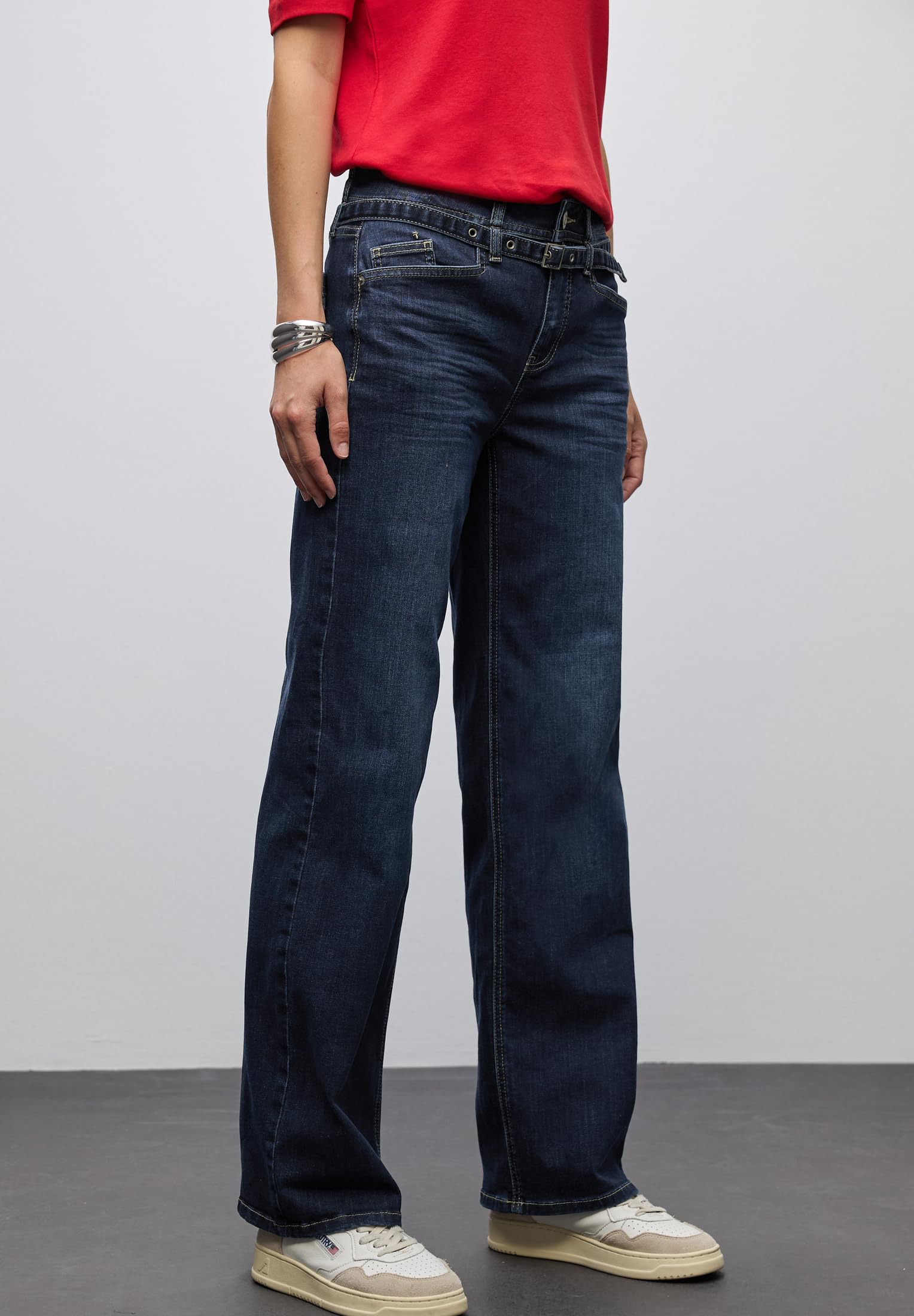 Street One Damen Wide Leg Jeans mit Gürtel 3716985