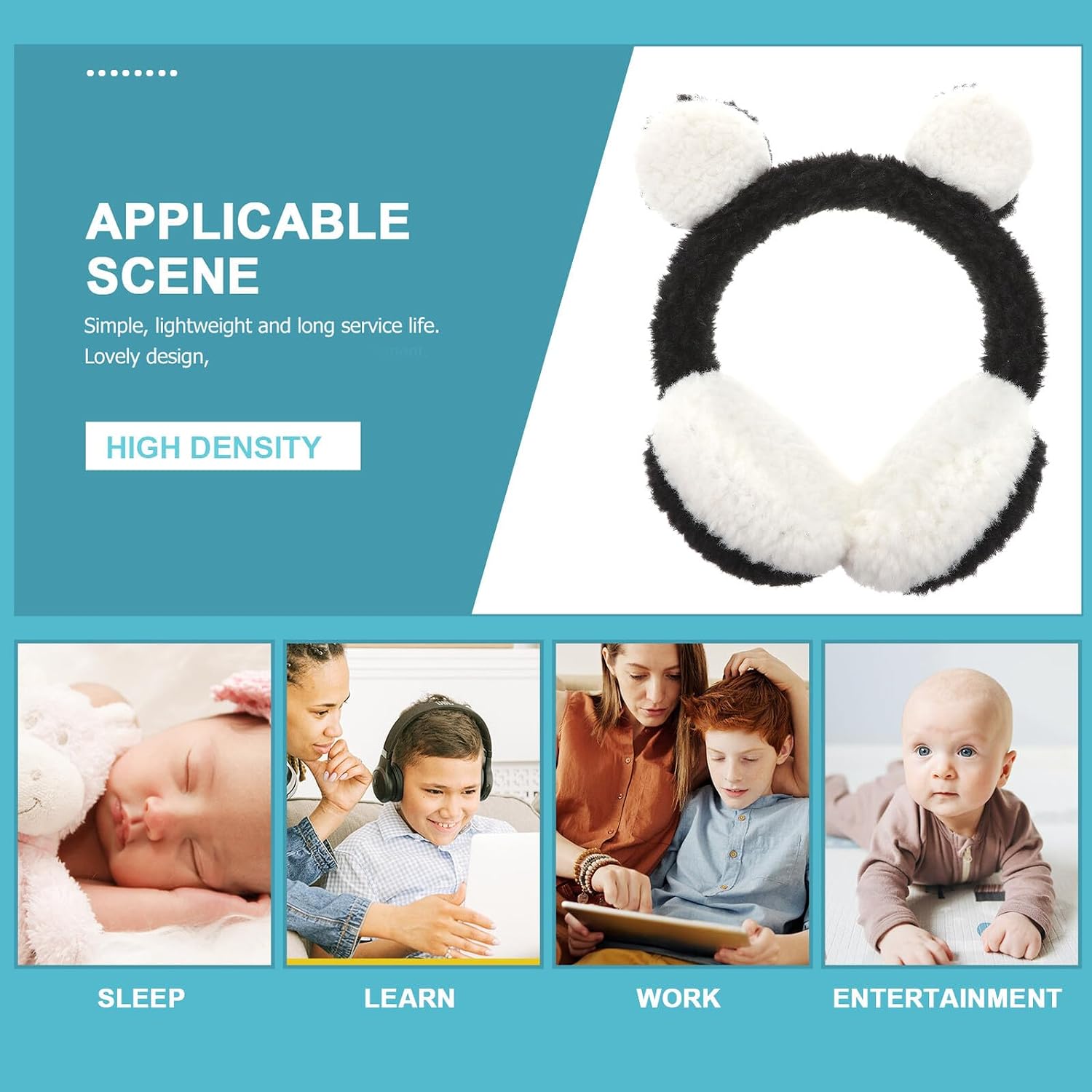 Bear Earmuffs Plush Ear Cover Winter Warm Furry Adjustable Outdoor Ear Warmer Black