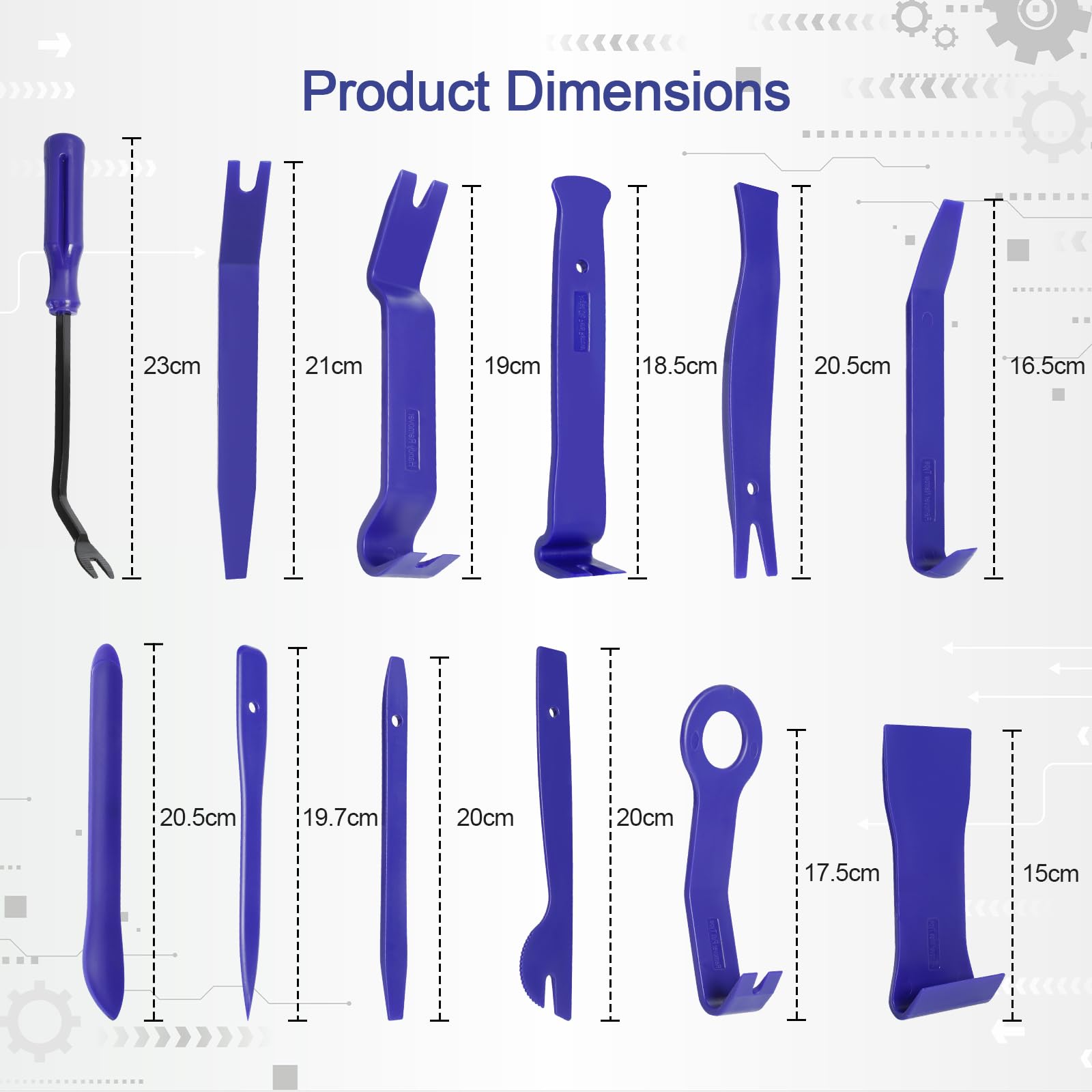 AiQInu Kit Smontaggio Plastiche Auto 12 Pezzi, Kit Smontaggio Pannelli Auto, Leve Plastica Smontaggio Auto per Pannelli Auto Autoradio Cruscotto (Blu)