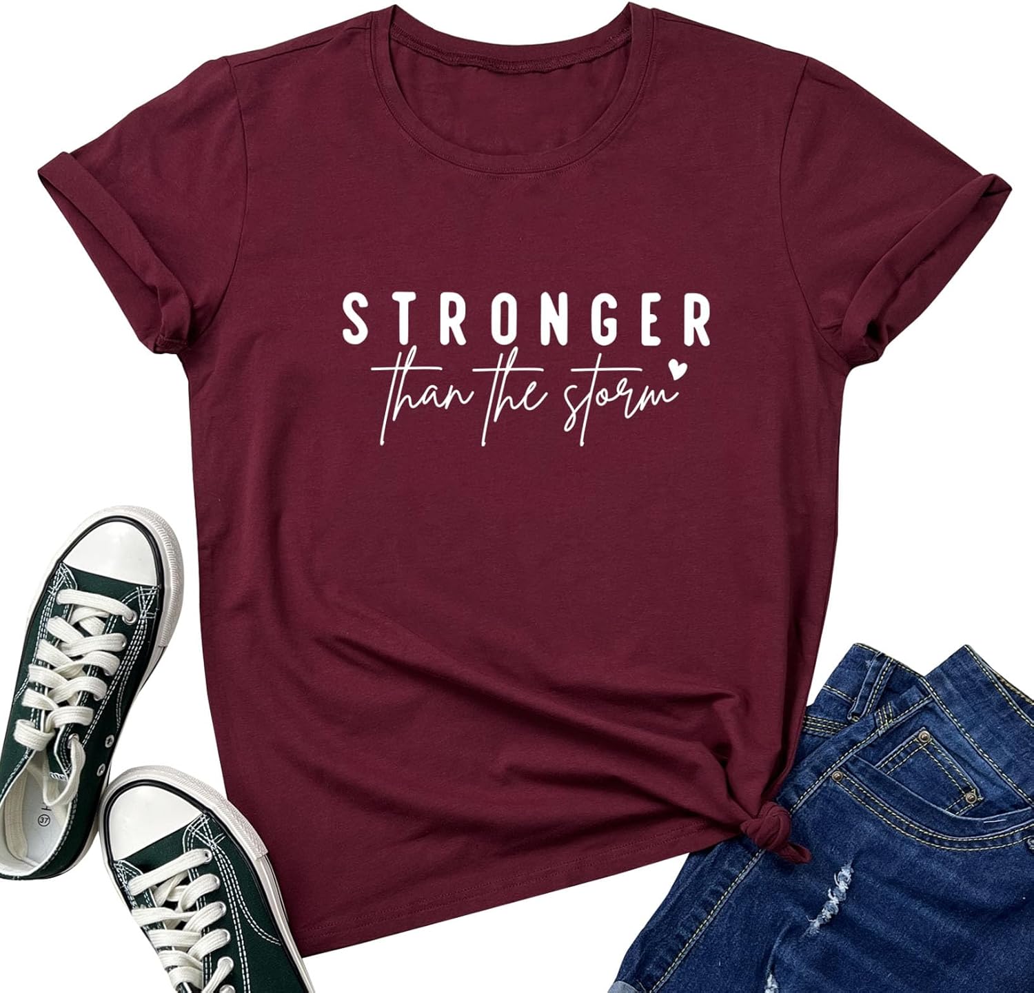 BLACKOO Women Stronger Graphic Tees Cute T-Shirts