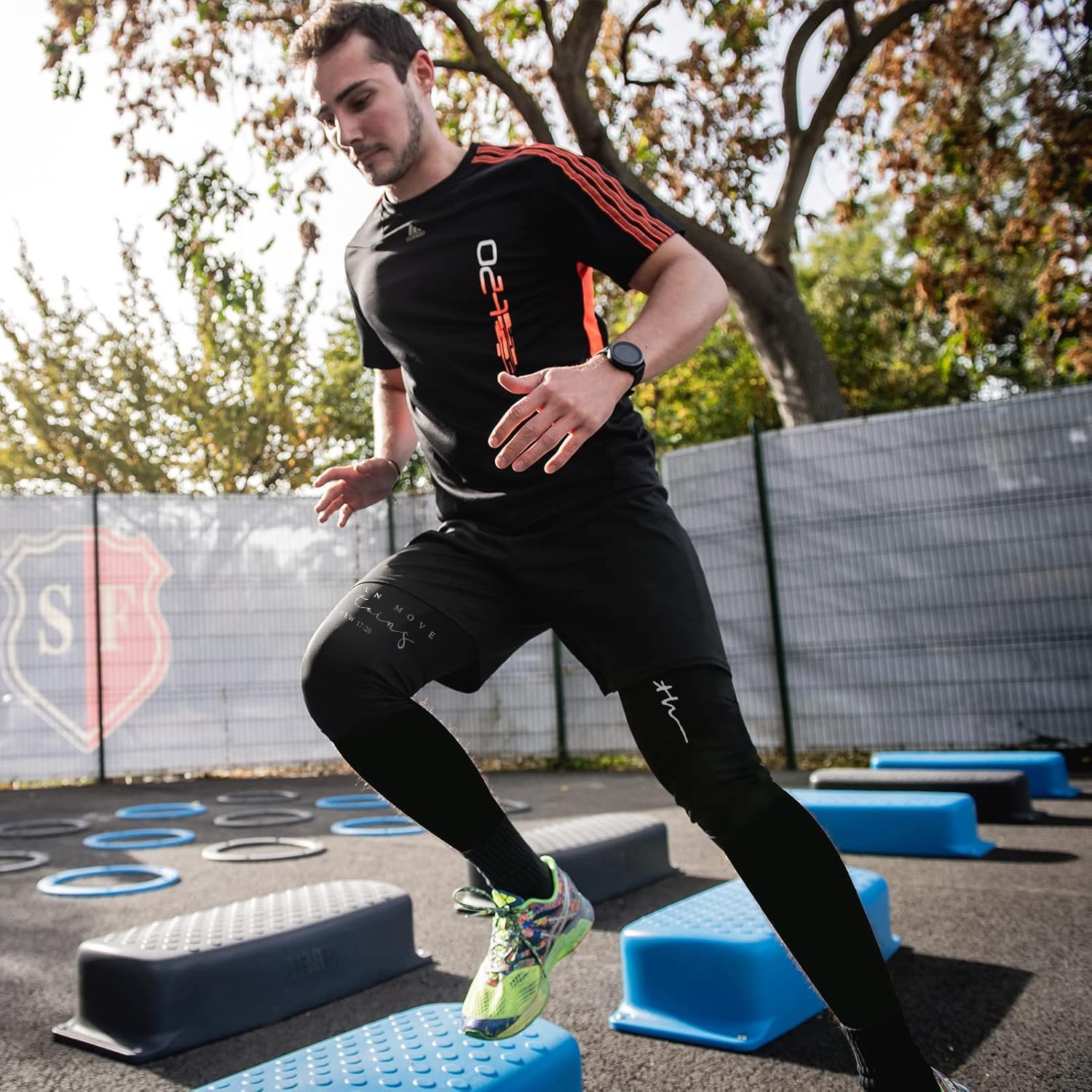 OEBLD Mens Christian Bible 2 in 1 Running Pants Elastic Christ Faith Waist Workout Gym Pants with Compression Liner - Image 3