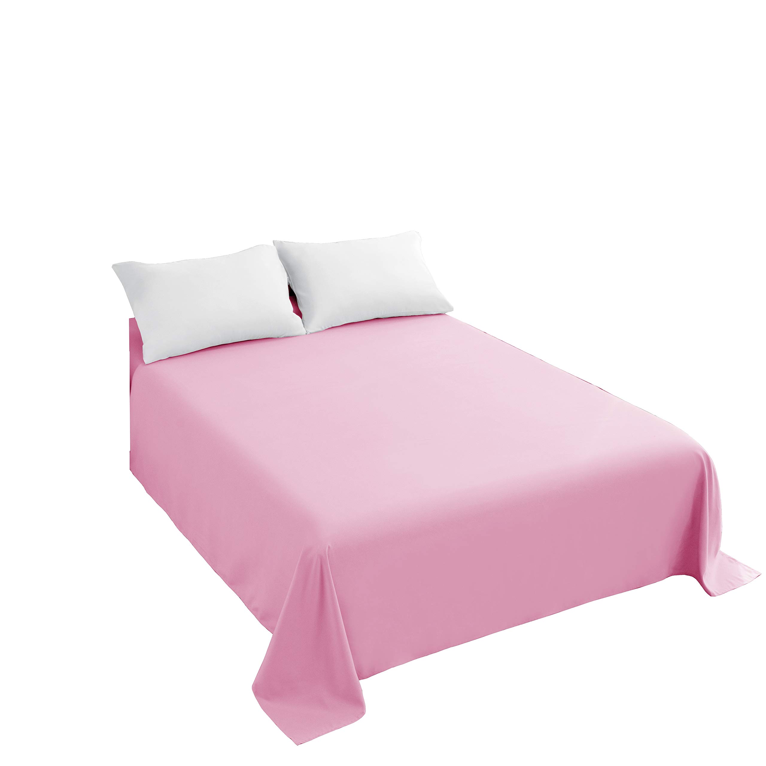 Sfoothome Bedding Flat Sheet, Queen Pink Top Sheet for Mattress