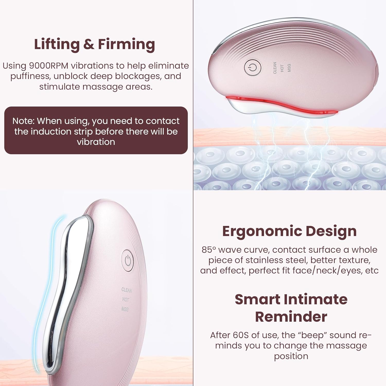 IeBilif Heat Electric Gua Sha Tool, Face Massager 4-in-1 Multiple Function Gua Sha Electric Massager for The Face and Neck - Image 6