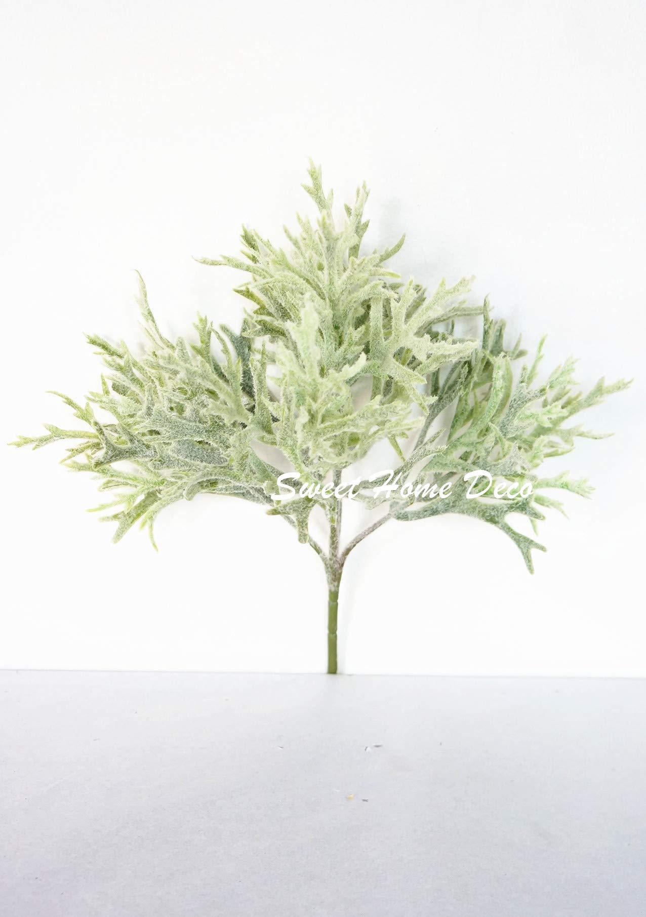 Sweet Home Deco Artificial Leaf Bush Small Size Bush DIY Craft Greenery Set of 2 (Dusty Staghorn)