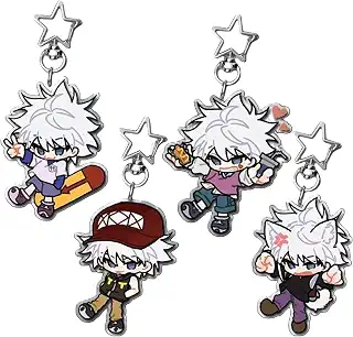 [Zipucos] ハンター×ハンター キーホルダー キルア 4点セット アクリル製 キーホルダー アクセサリー 掛け飾り 可愛い 携帯 装飾 記念品 贈り物 装飾 取付簡単 コスプレ小物 バッグ [並行輸入品]