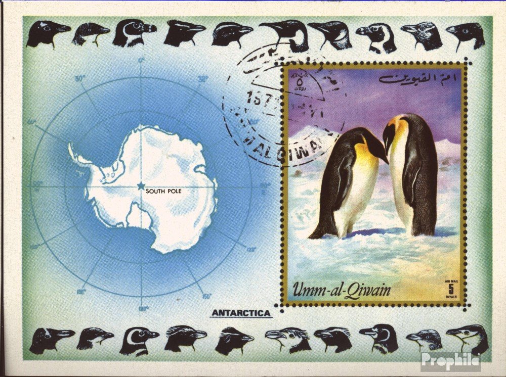 Umm Al Qaïwaïn Bloc 51 – Édition Complète 1972 Antarctique, Neuf Avec Gomme (MNH) – Timbres Oiseaux