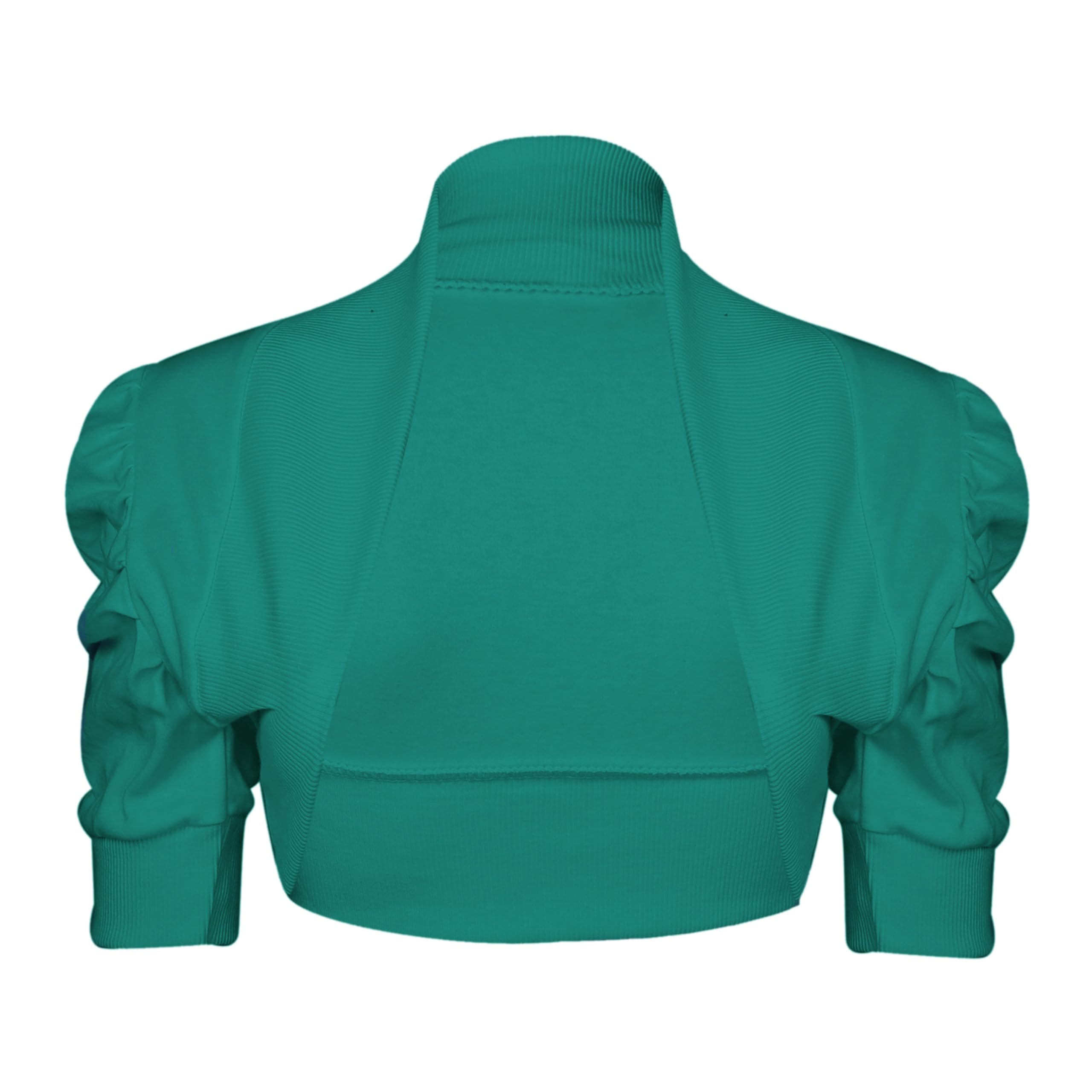 Noroze Girls Teal Kid's Plain Ruched Sleeves Bolero Shrug For Cropped Cardigans (13 Years, )