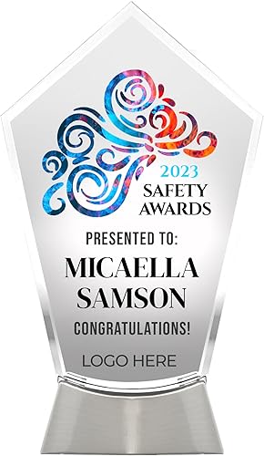 Vista 3 de Placa de vidrio personalizada de 9 1/4 pulgadas, placa de jubilación y empleado – Premio y trofeo personalizados – Regalo de agradecimiento