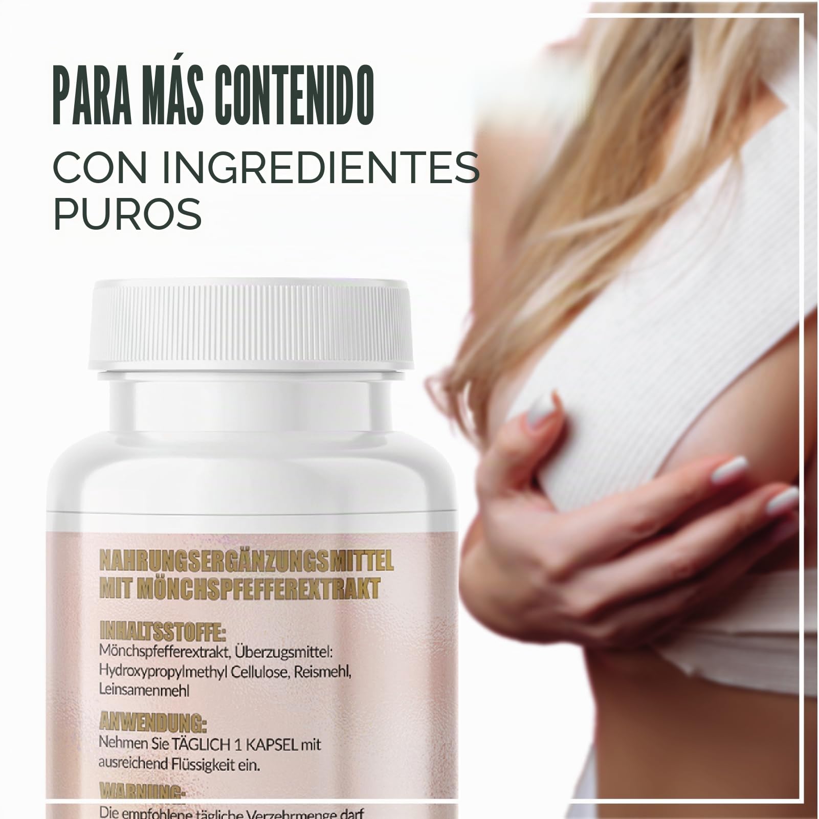 Enolenia® BoobsBoost Cápsulas – Aumento de senos – Apoyo natural para el levantamiento y firmeza – Pimienta monje en dosis altas – Pechos más firmes y llenos
