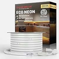 Vista 27 de Shine Decor Tira de luces LED de cuerda AC 120V, tira de neón eco sin puntos de 120LEDs/M, conectable y cortable, ETL IP65 impermeable y resistente