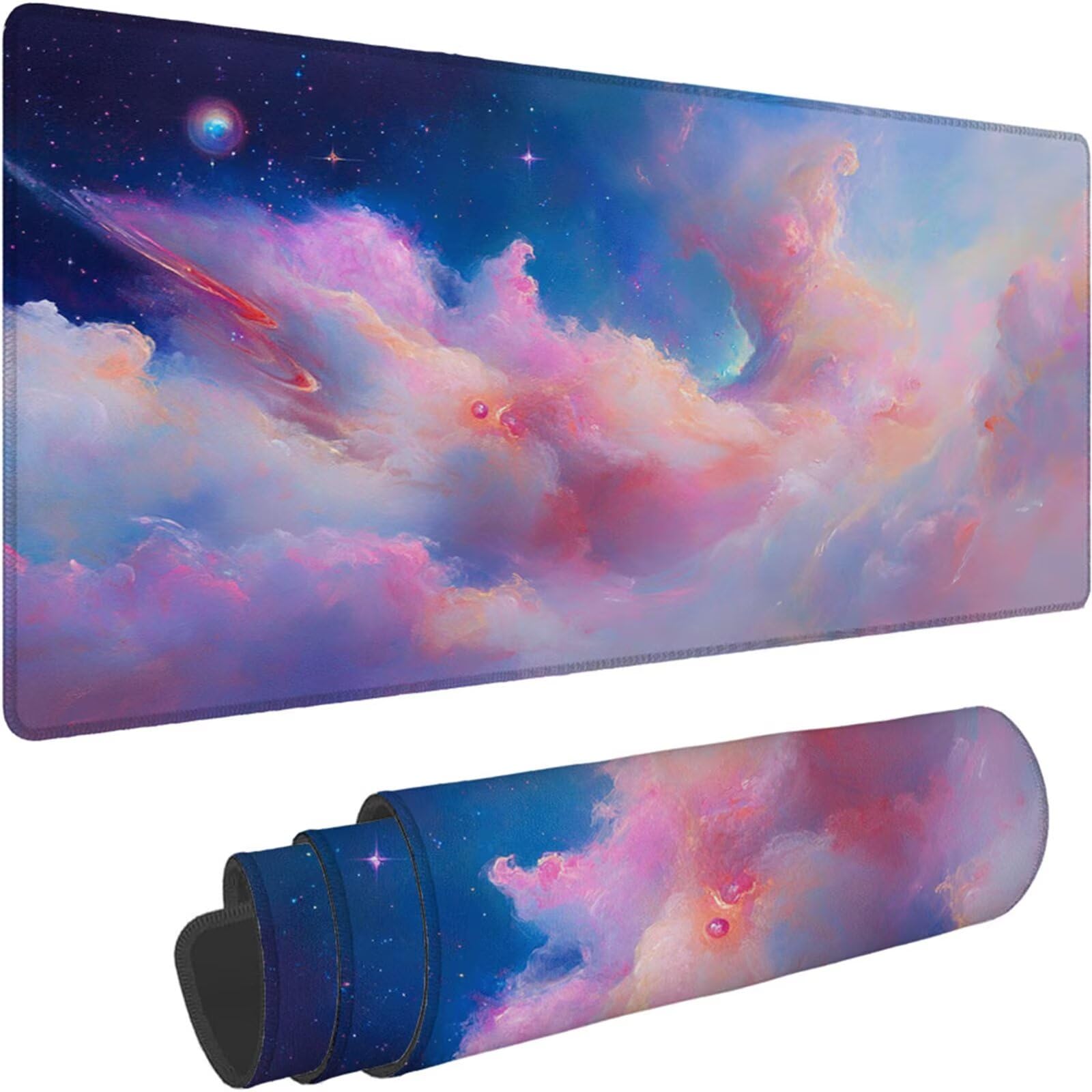 Gamingowa podkładka pod mysz 1200 x 600 x 3 mm, XXL, wodoszczelna, odporna na ścieranie, z przyszytymi krawędziami, niebieska, podkładka na biurko, poprawia prędkość i precyzję pod laptopa, komputer