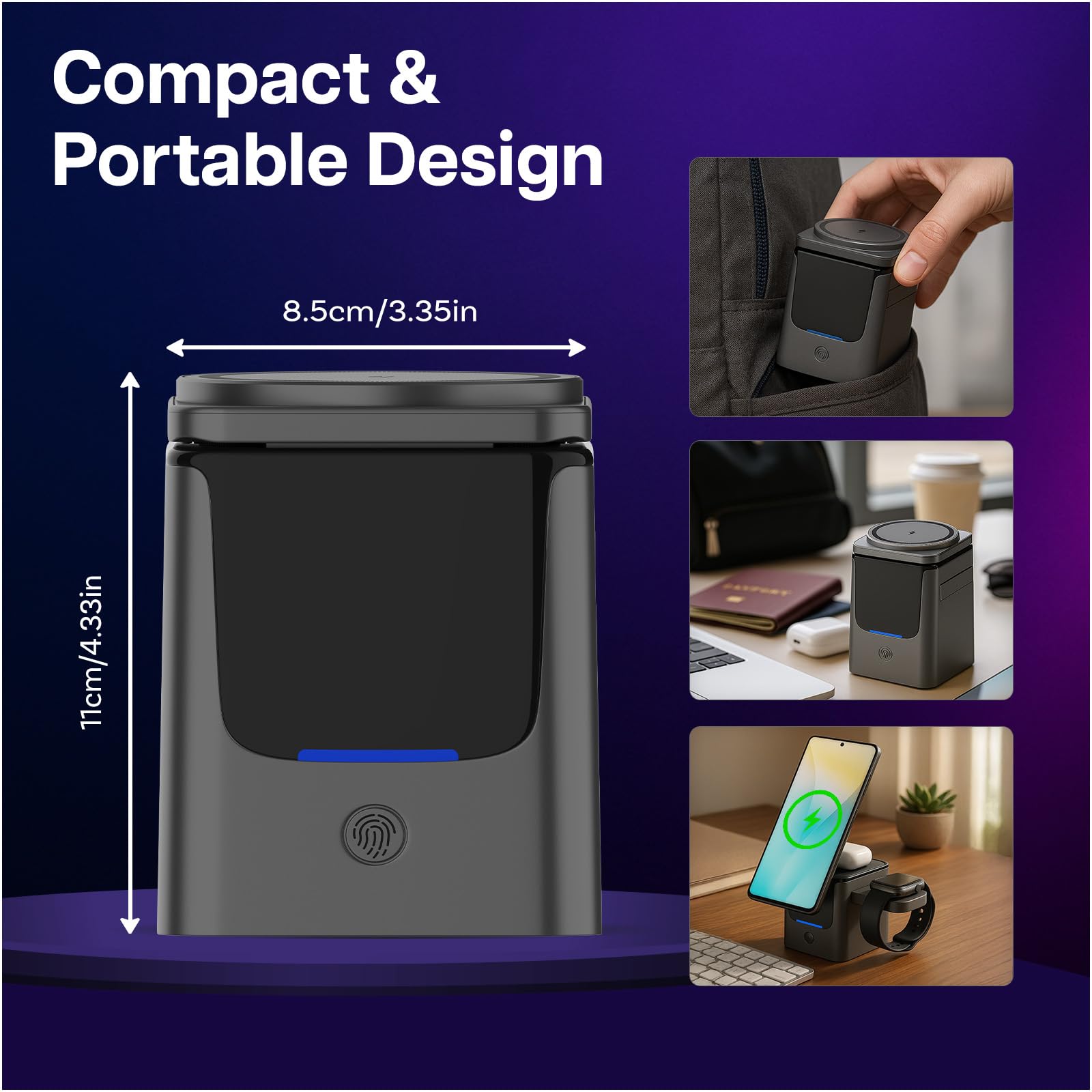 Caricatore Wireless per Samsung da MMOBIEL - 3 in 1 Stazione di Ricarcica 15W per MagSafe Samsung Galaxy S26/S25/S24/S23 Serie, Galaxy Watch 8/7/6, Galaxy Buds - Adattatore da 25W & Anello Magnetico