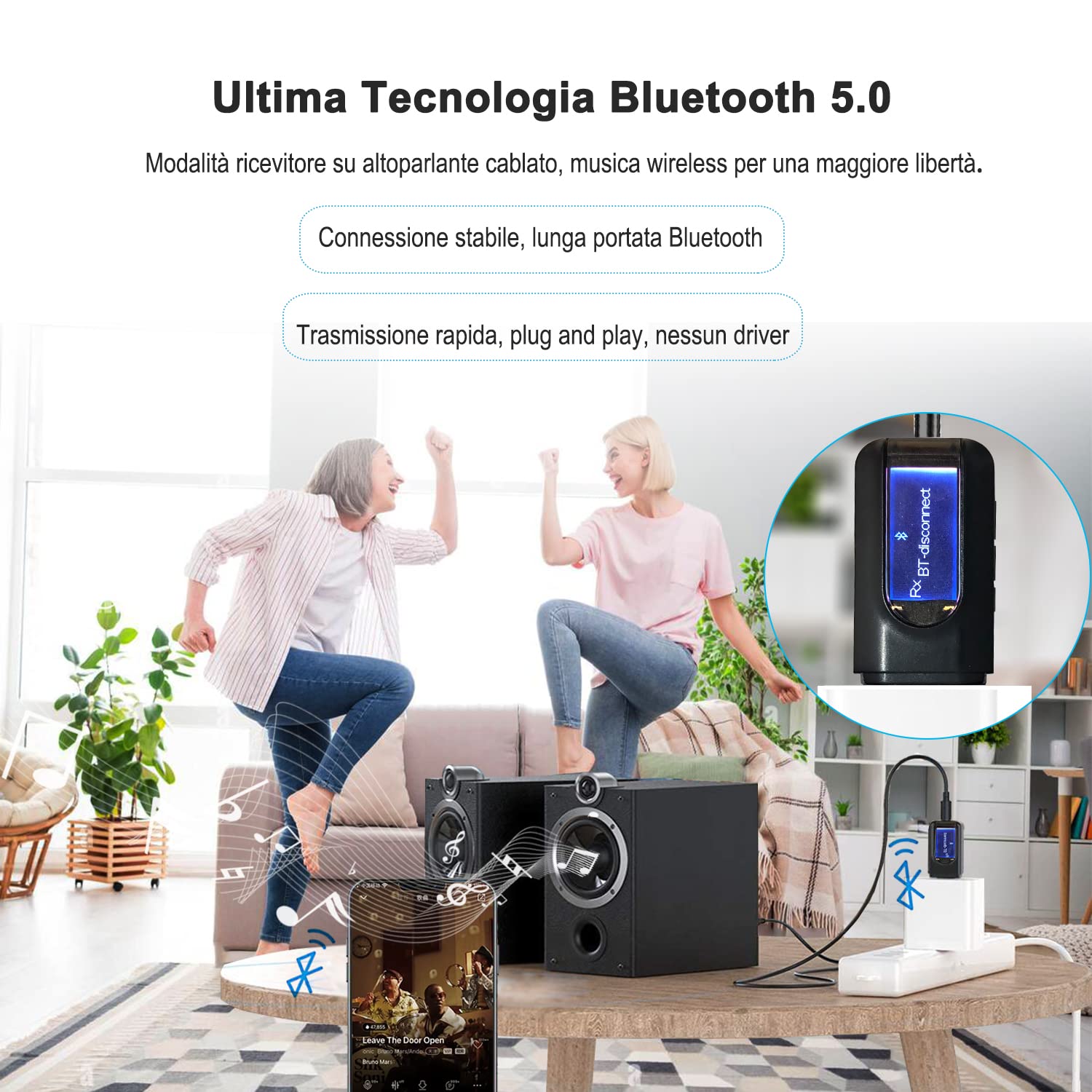 Trasmettitore e Ricevitore 2-in-1 Bluetooth 5.0, UYTUDL Wireless Adattatore Audio Hi-Fi Segnale Fili da 3.5mm e Rca, Trasmettitore Aux Bluetooth per TV PC Cuffie Stereo Altoparlanti Auto, Auricolari