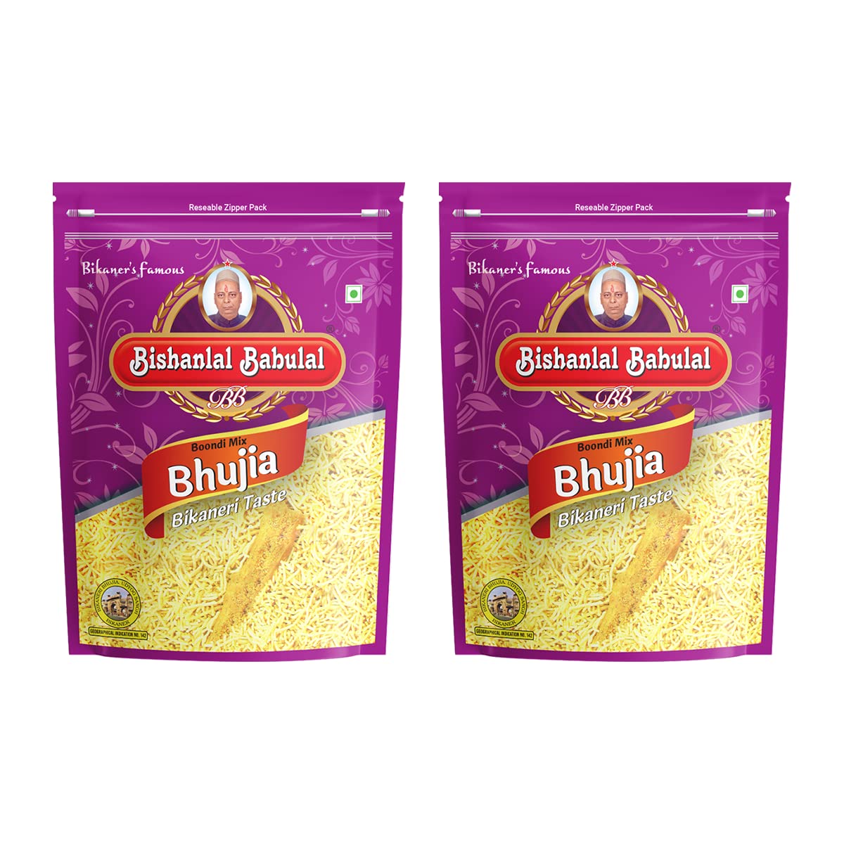 Bishanlal Babulal | Boondi Mix Bhujia | 800Gm (Pack of 2, 400Gm x 2) | Tasty Bhujia | Bikaneri Namkeen | No Preservatives (Boondi Mix Bhujia 800Gm (400Gm x 2))