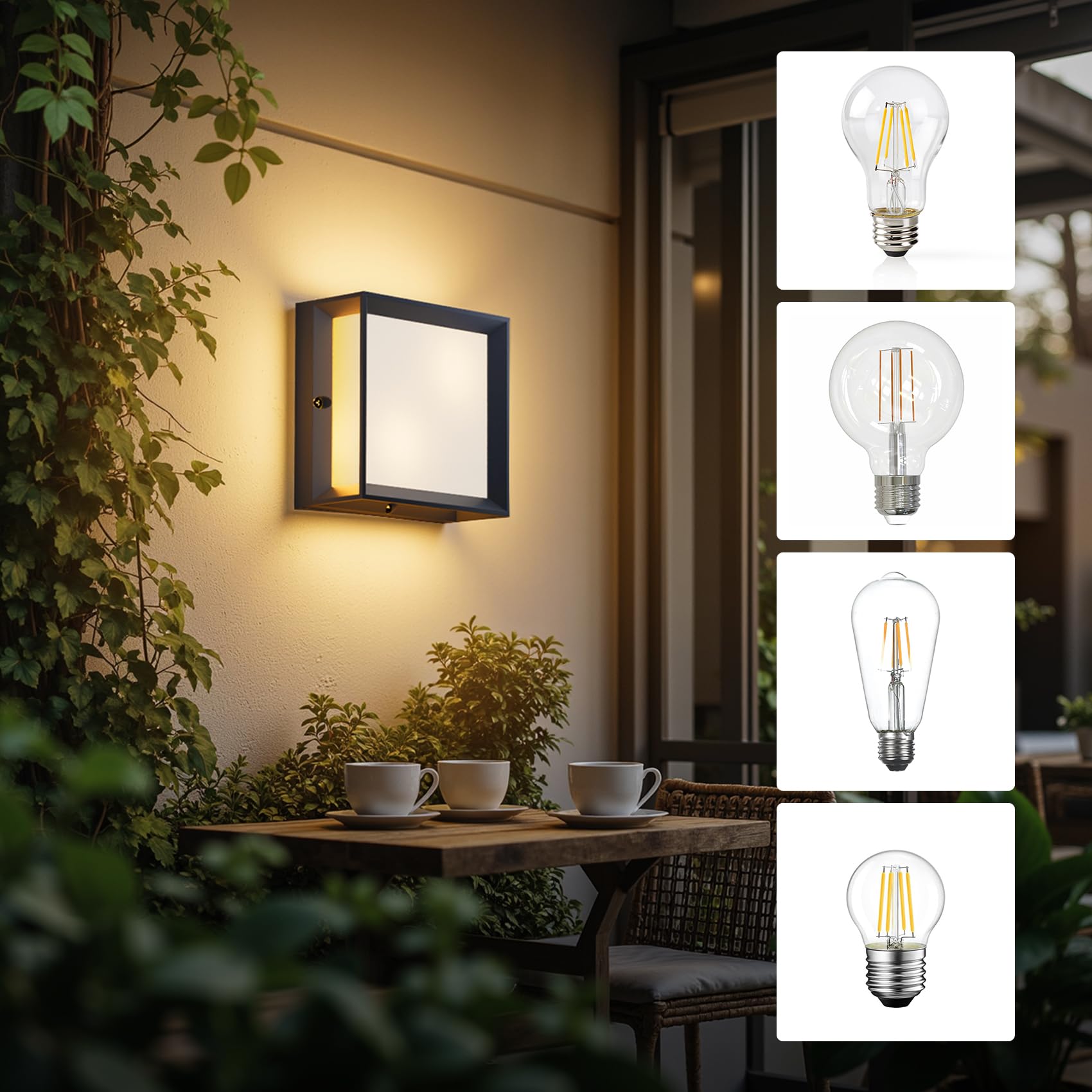 Klighten 2 Stück Wandleuchte Aussen,Außenlampe & Außenwandleuchte mit 2x E27 Fassung,Max 60W,IP65 Wasserdicht,Außenleuchte aus PC + Aluminium,ohne Leuchtmittel,Anthrazit