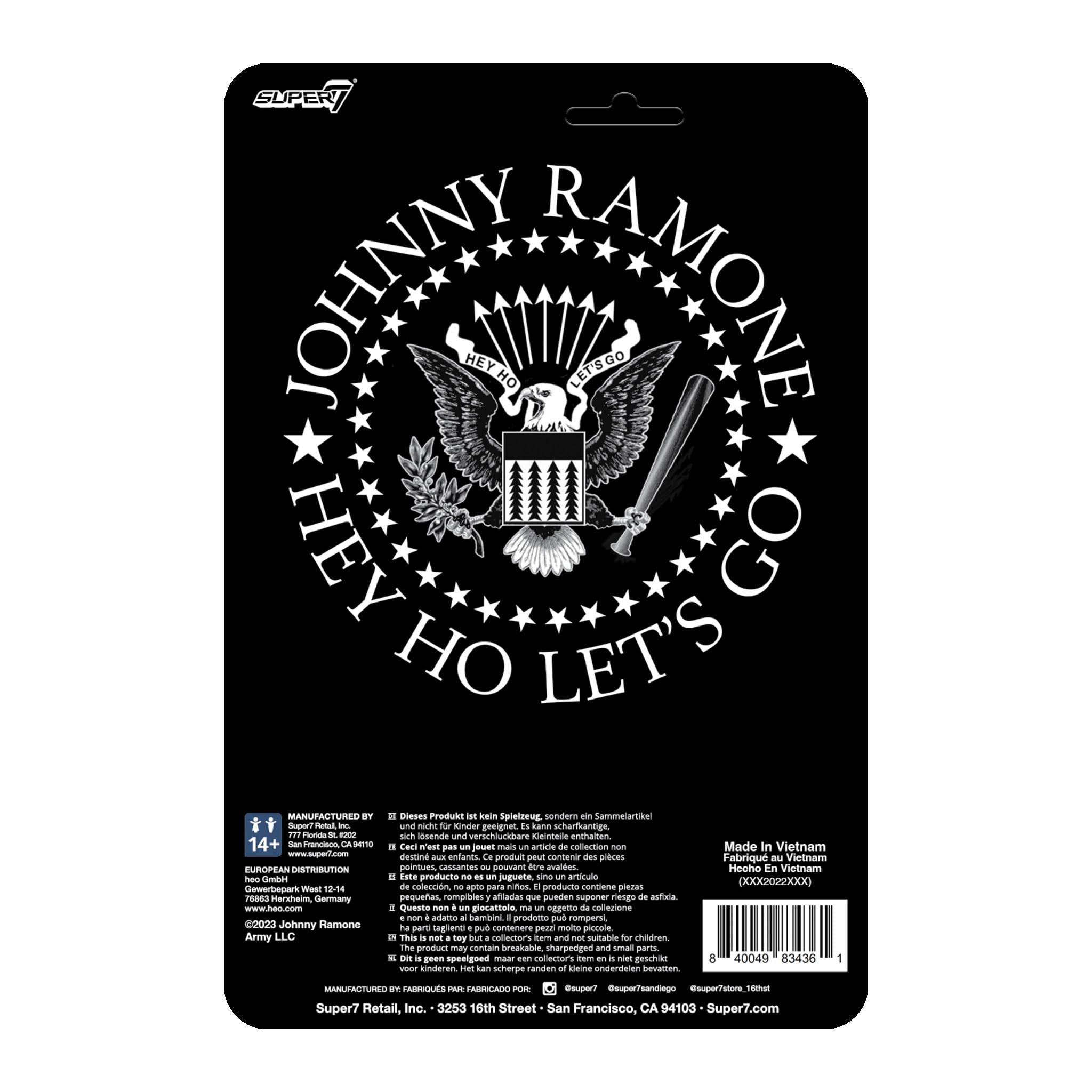 SUPER7 The Ramones Johnny Ramone Reaction Figure 3.75 Inch, Black and Blue, 3.75 inch Scale - Image 3
