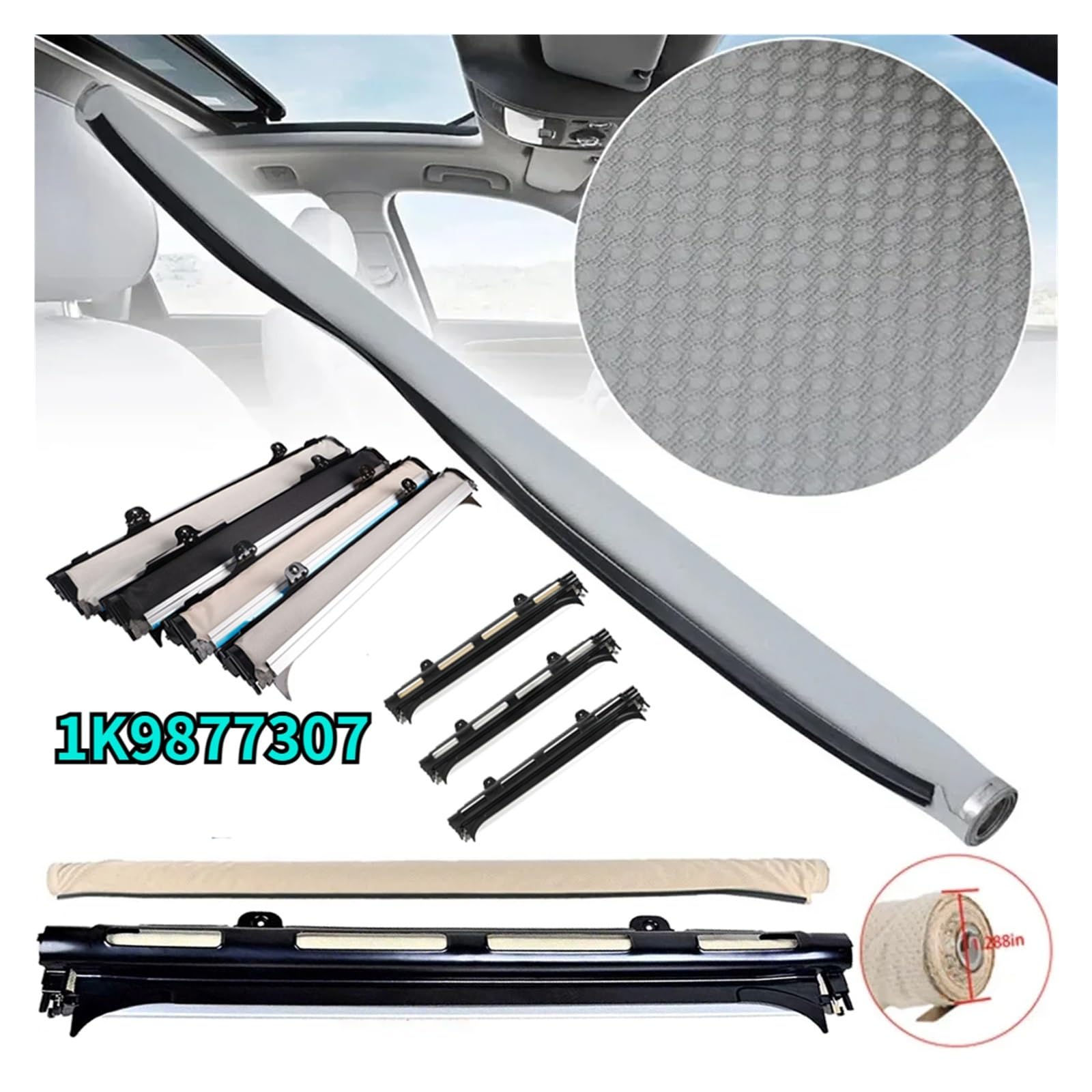 Pare Soleil Voiture Rideau Pare-soleil Pour Toit Ouvrant De Puits De Lumière Pour VW Pour CC Pour Tiguan Pour Touran Pour Golf Pour Q5 Pour Visor 1K9877307 5ND877307 Pare-Soleil(Black)