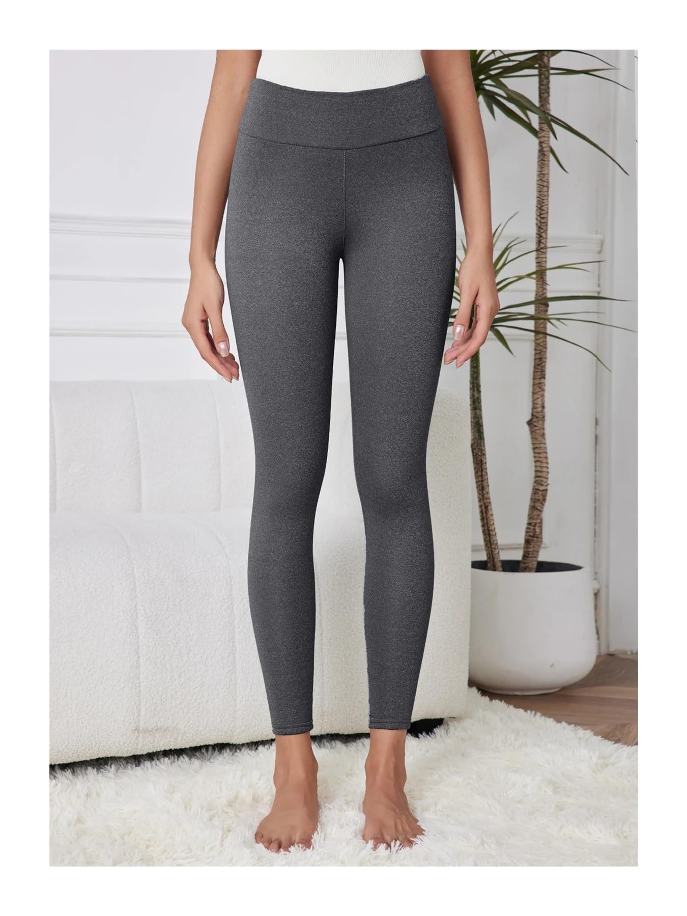 Leggings Termici Leggings Invernali da Donna Vita Calda Skinny Elasticizzata Leggings Spessi Pantaloni Casual da Esterno for Donna(Deep Grey,S)