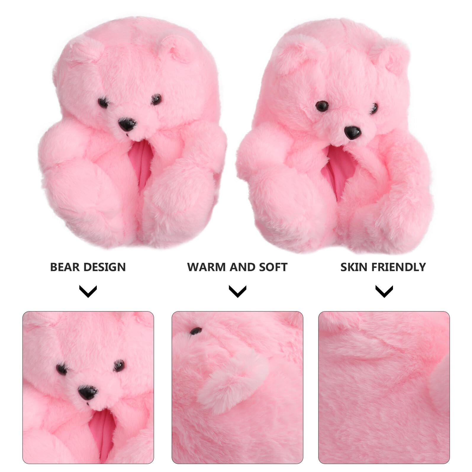 Pantofole Invernali da Donna in Peluche Pantofole Forma di Orso dei Cartoni Animati Calde e Antiscivolo per Interni