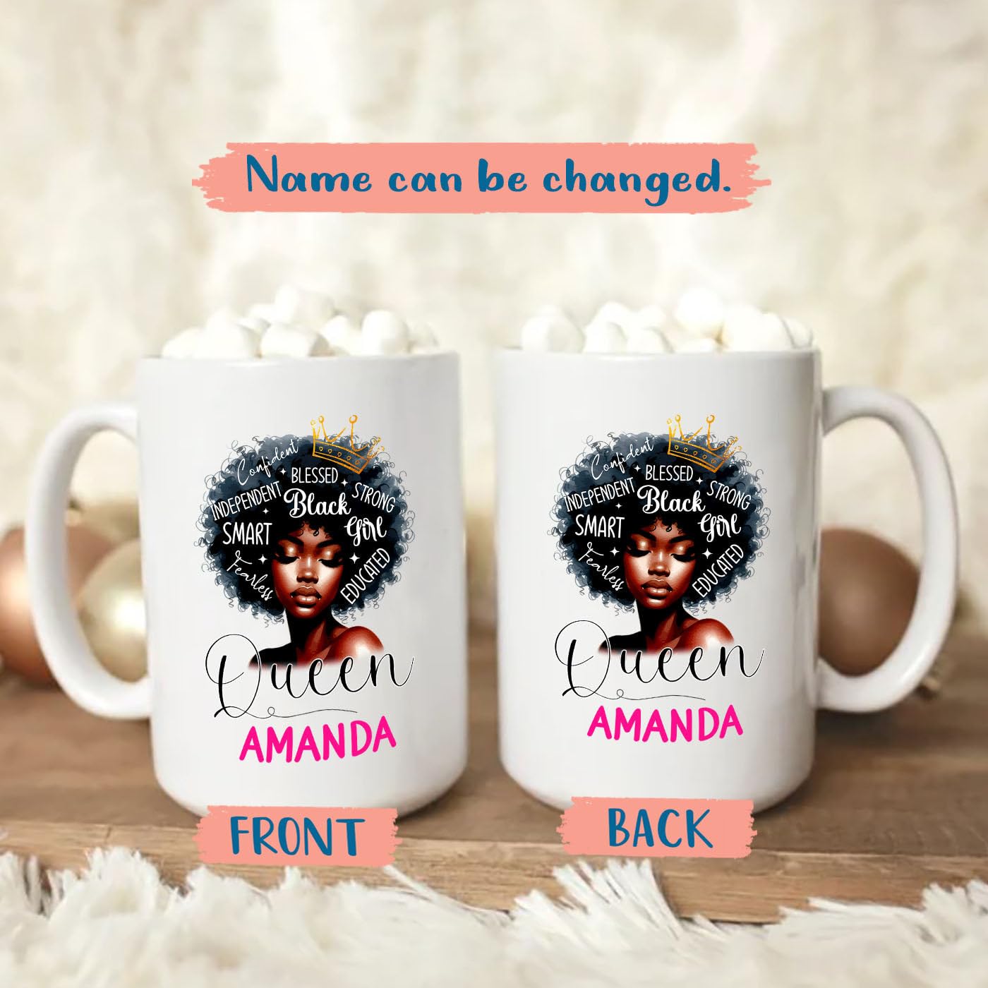 Amazon.com: Personalized Natural Hair African American Women Coffee Mug 11  Oz 15 Oz, Blessed Black Queen White Coffee Cup, Afro Girl Religious Ceramic  Mug Gifts For Black Women, Custom Name Black Queen