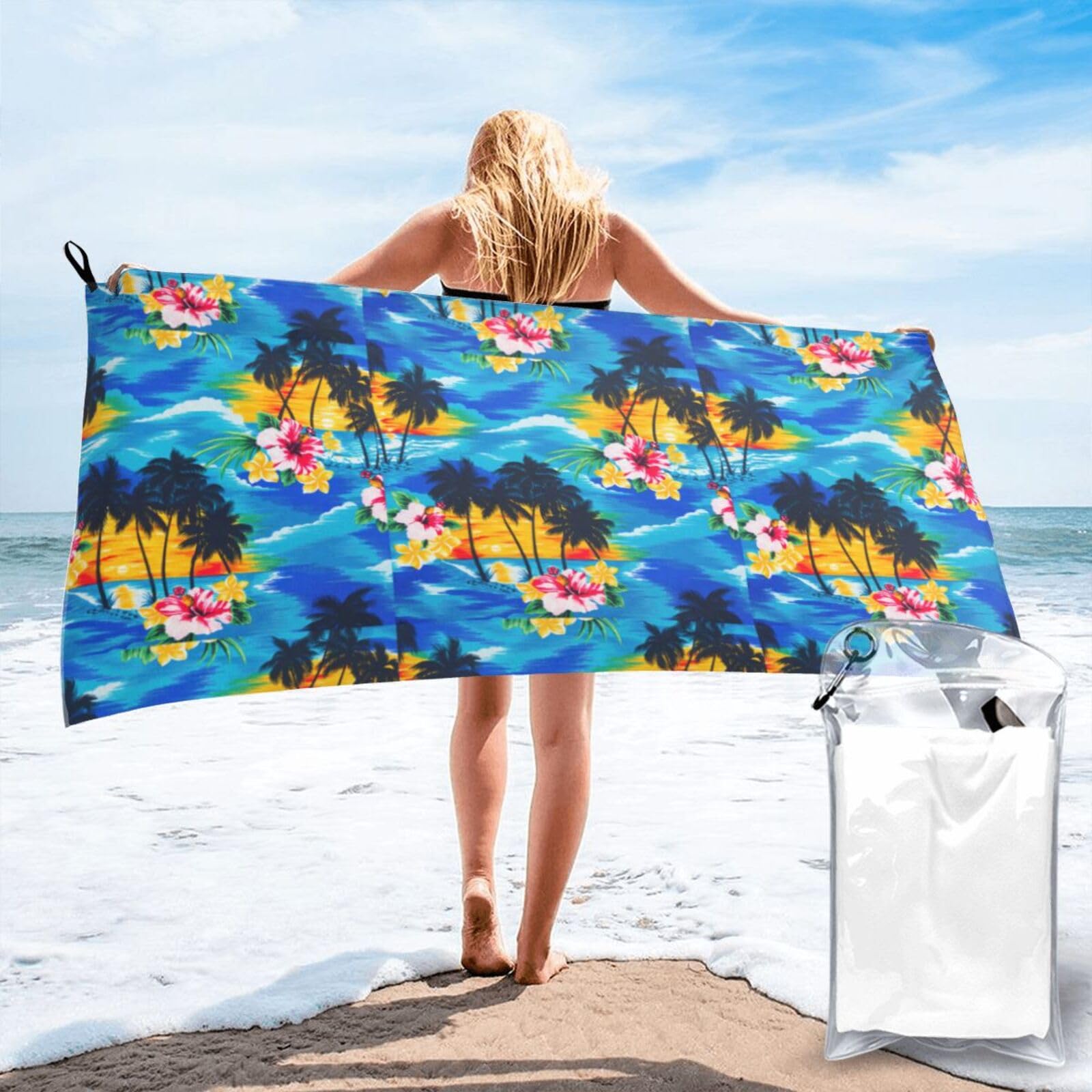 VCzsdff Palm Tree. Print Quick Dry Towel Compact Beach Shower Wrap For Camping Fitness