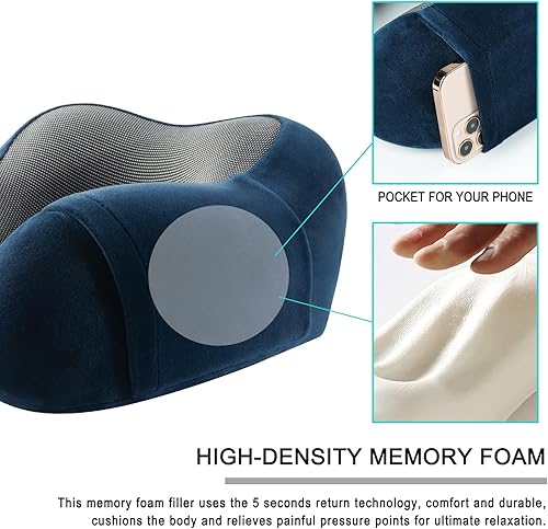 Miniatura 4 de urnexttour Almohada de viaje para avión, las mejores almohadas de cuello de espuma viscoelástica, almohada de viaje suave y de apoyo para viajes,