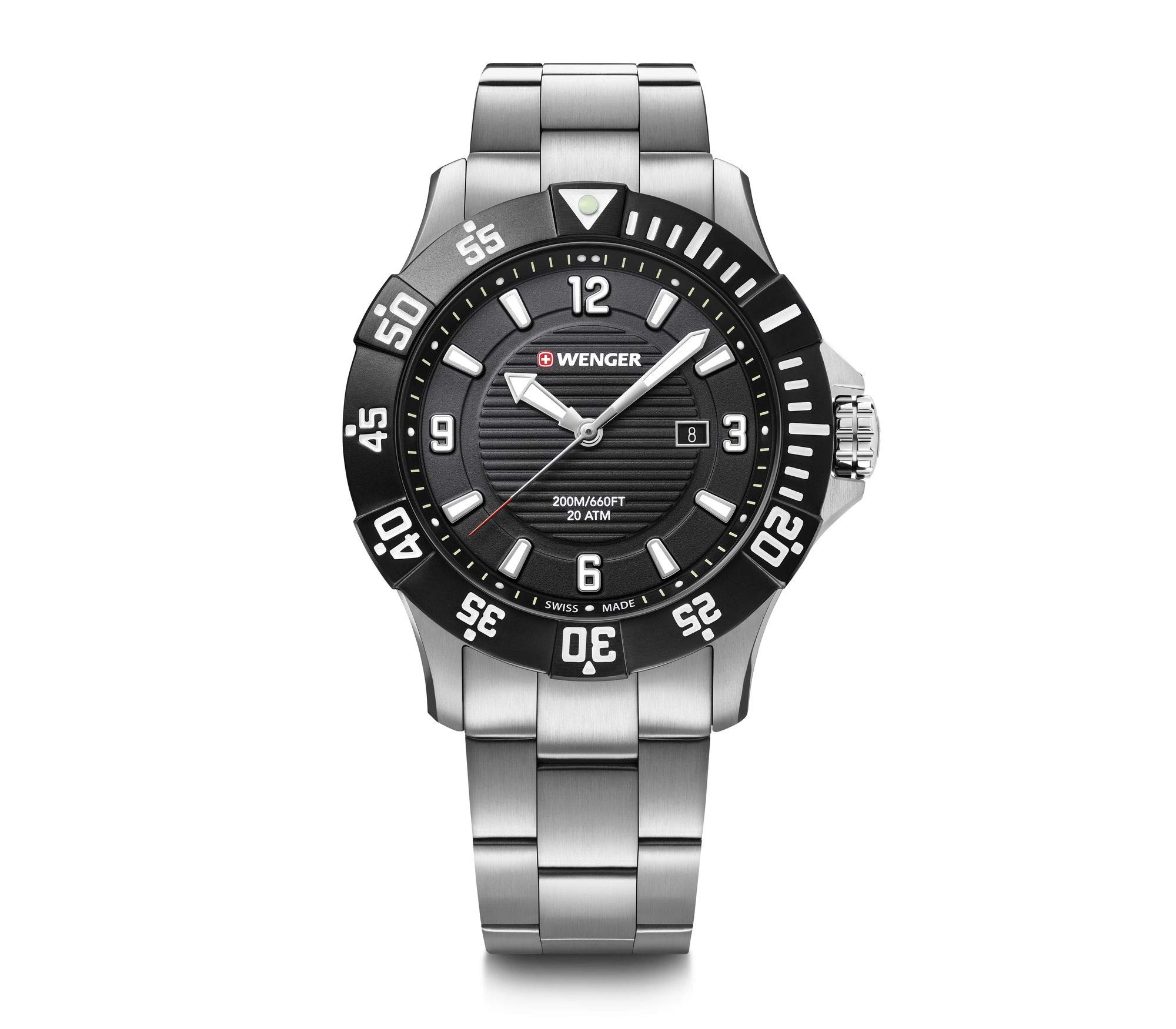 WENGERSwiss Quartz Watch with Stainless Steel Strap, Silver, 18 (Model: 01.0641.131)