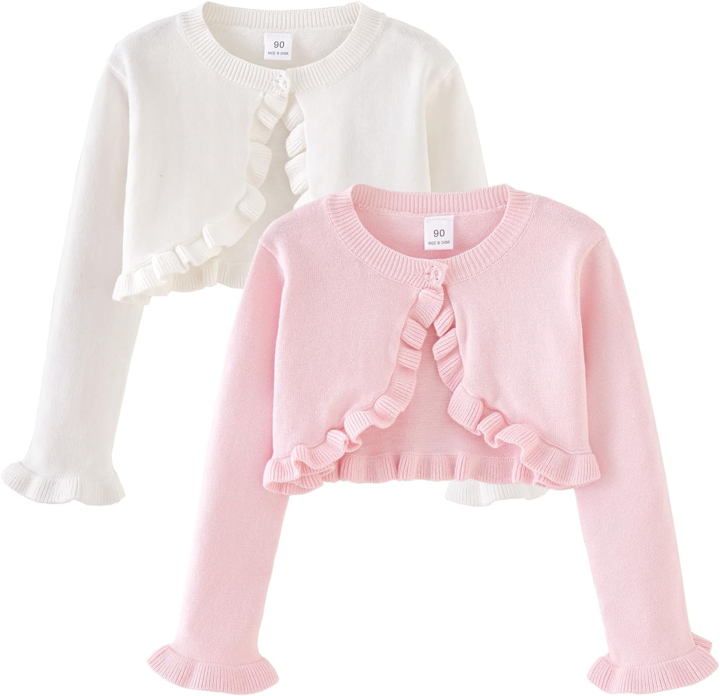 Girls Cardigan Sweater Button Knit Sweater Kids Ruffle Long Sleeve Dress Cover Up Size 12M-6T