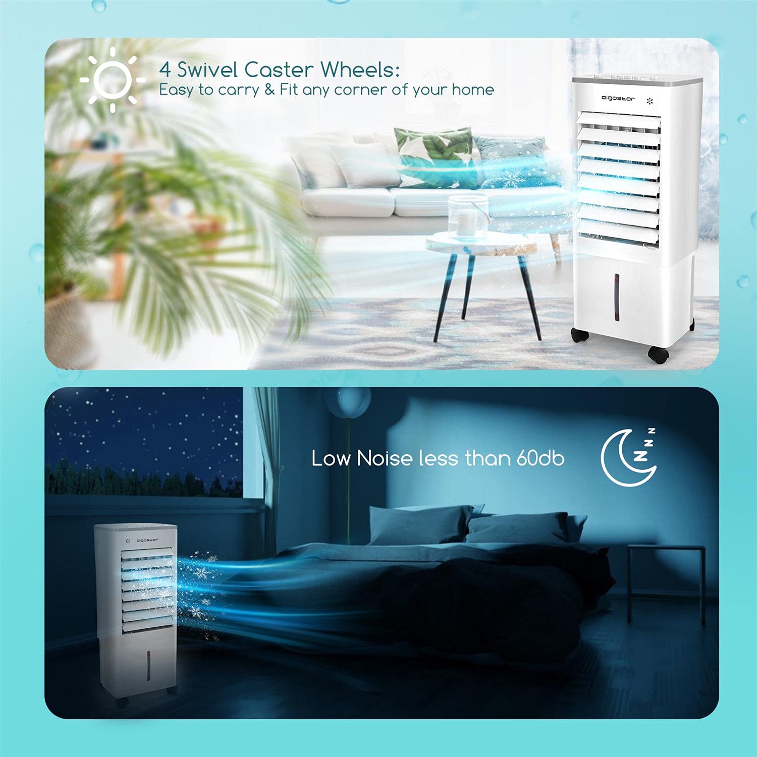 3in1 Portable Air Conditioner, Aigostar Evaporative Air Cooler with 3