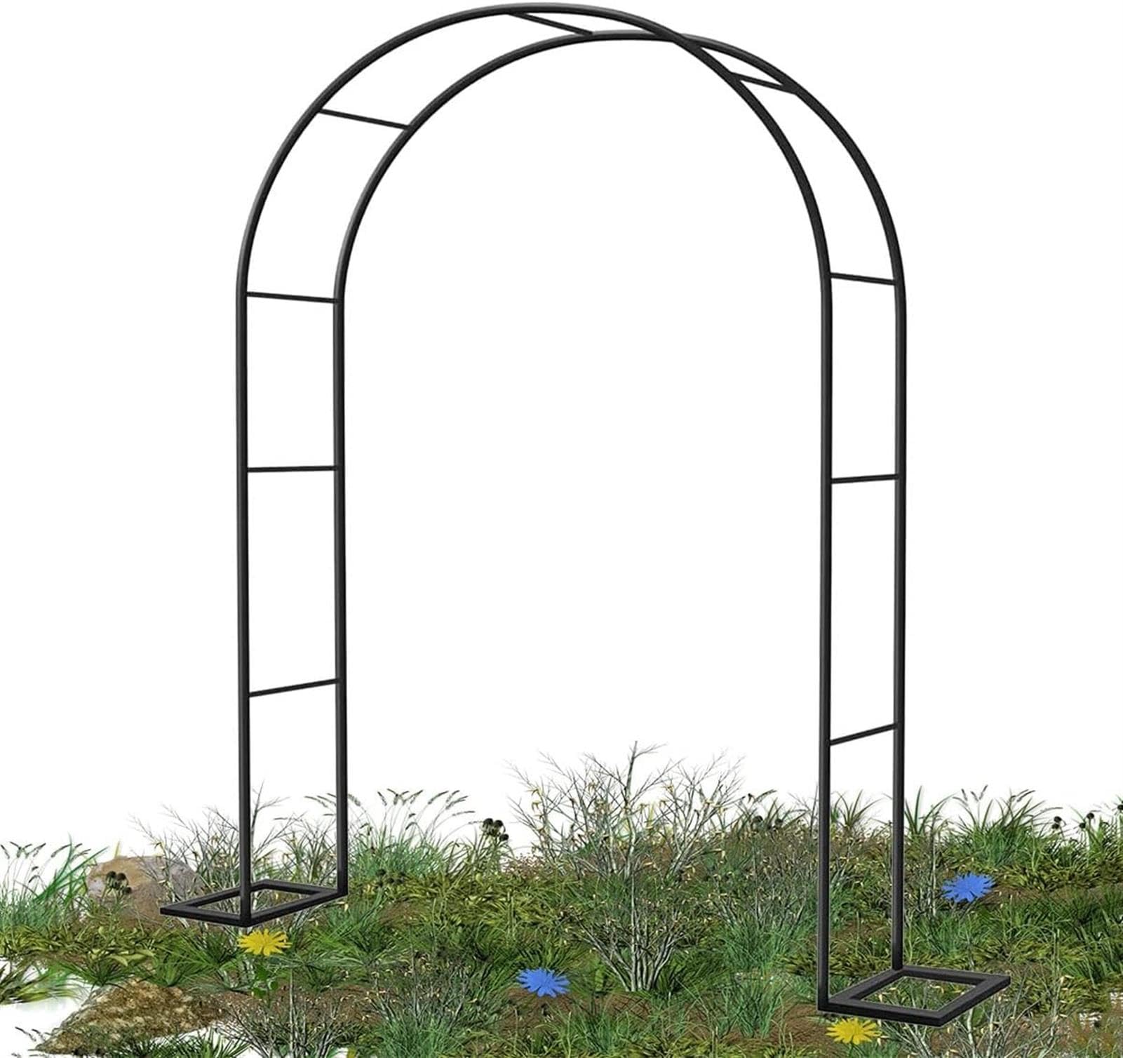Arche de jardin en acier noir robuste contre le vent et le poids des fleurs