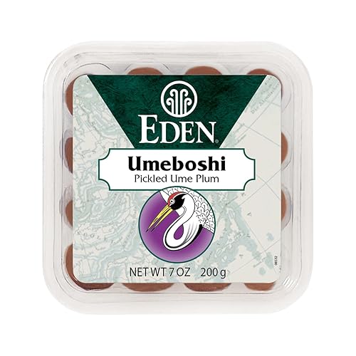 Eden Umeboshi Plum, Japanese Pickled Plum, Wakayama Grown, Whole, Traditionally Made in Japan, No MSG, No Chemical Additives, 7.05 oz