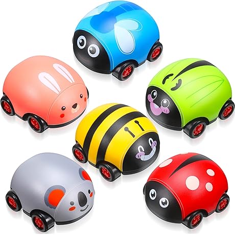 Vivid Style 6-Piece Animal Pull Back Cars Friction Powered Playset