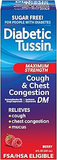Diabetic Tussin DM Max Strength Cough & Chest Congestion Relief, Safe for Diabetics, Berry Flavored, 8 fl oz. (Pack of 1)