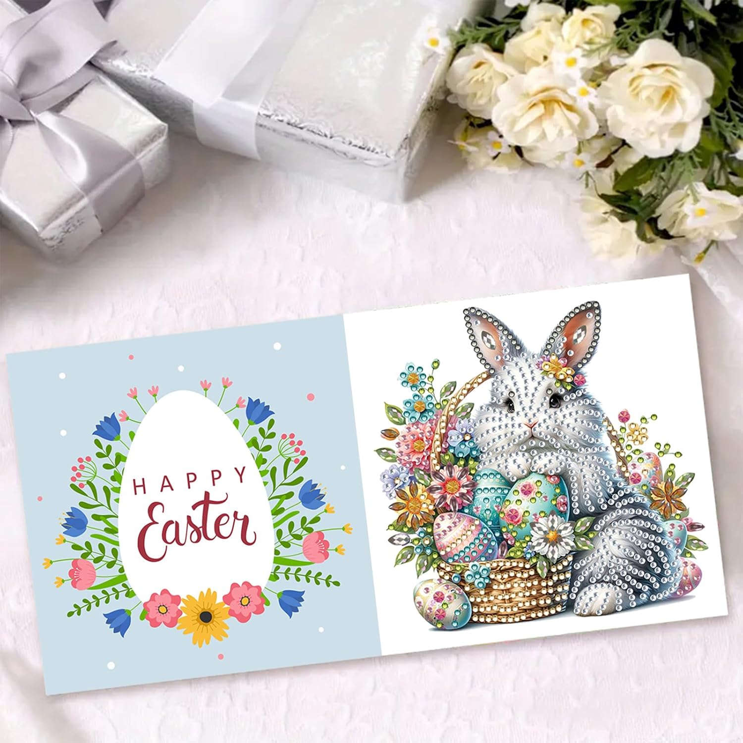 DIY Diamond Greeting Cards Set, 5D DIY Diamond Art Painting Festival Style Greeting Card, DIY Christmas Card Making Kits for Family Friends Handmade Gift-#25-2 Set