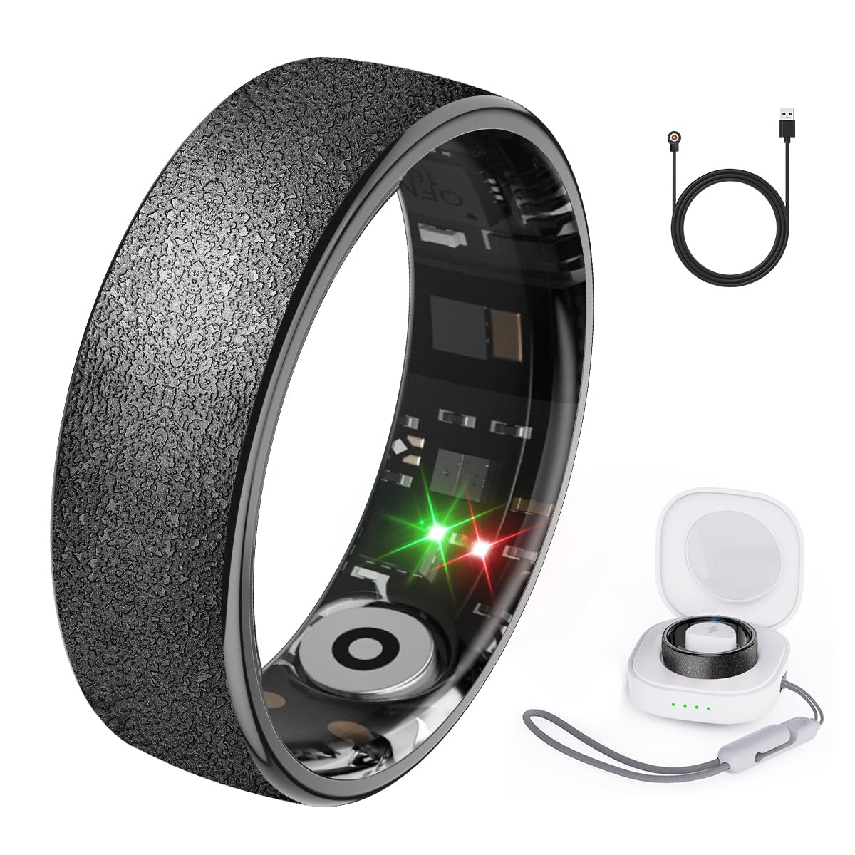 Rogbid R2 Titanlegierung Smart Ring für Herren Damen Smartringe Gesundheit Tracker mit Herzfrequenz, Blutsauerstoff, Blutdruck, Schlaftracker, IP69 wasserdicht für iPhone und Android Schwarz (10#)