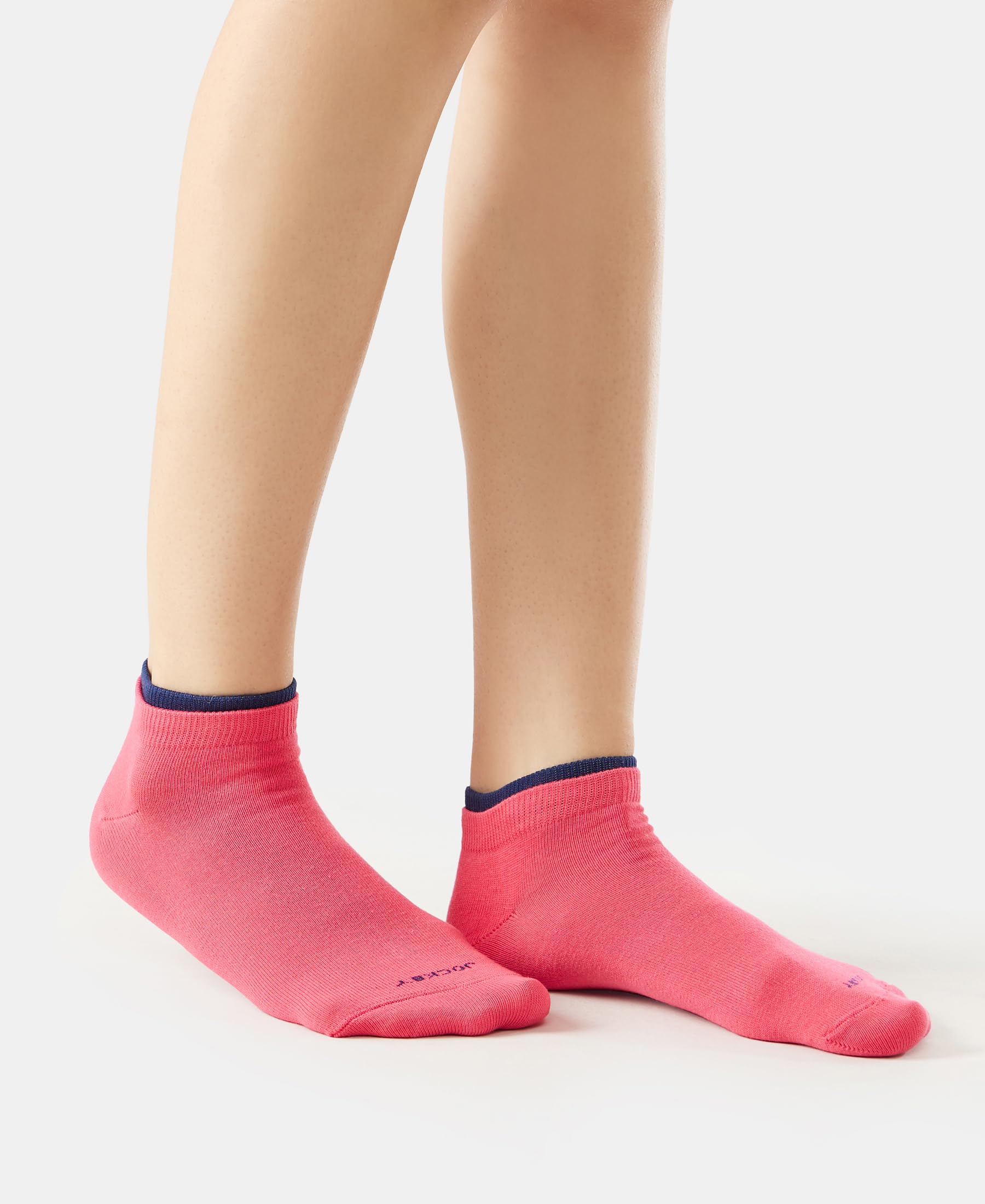 Jockey Women's Low Ankle Length Compact Cotton Stretch Socks with StayFresh Treatment (Pack of 2) 7491_Imperial Blue&Raspberry_Free Size - Image 7 thumbnail