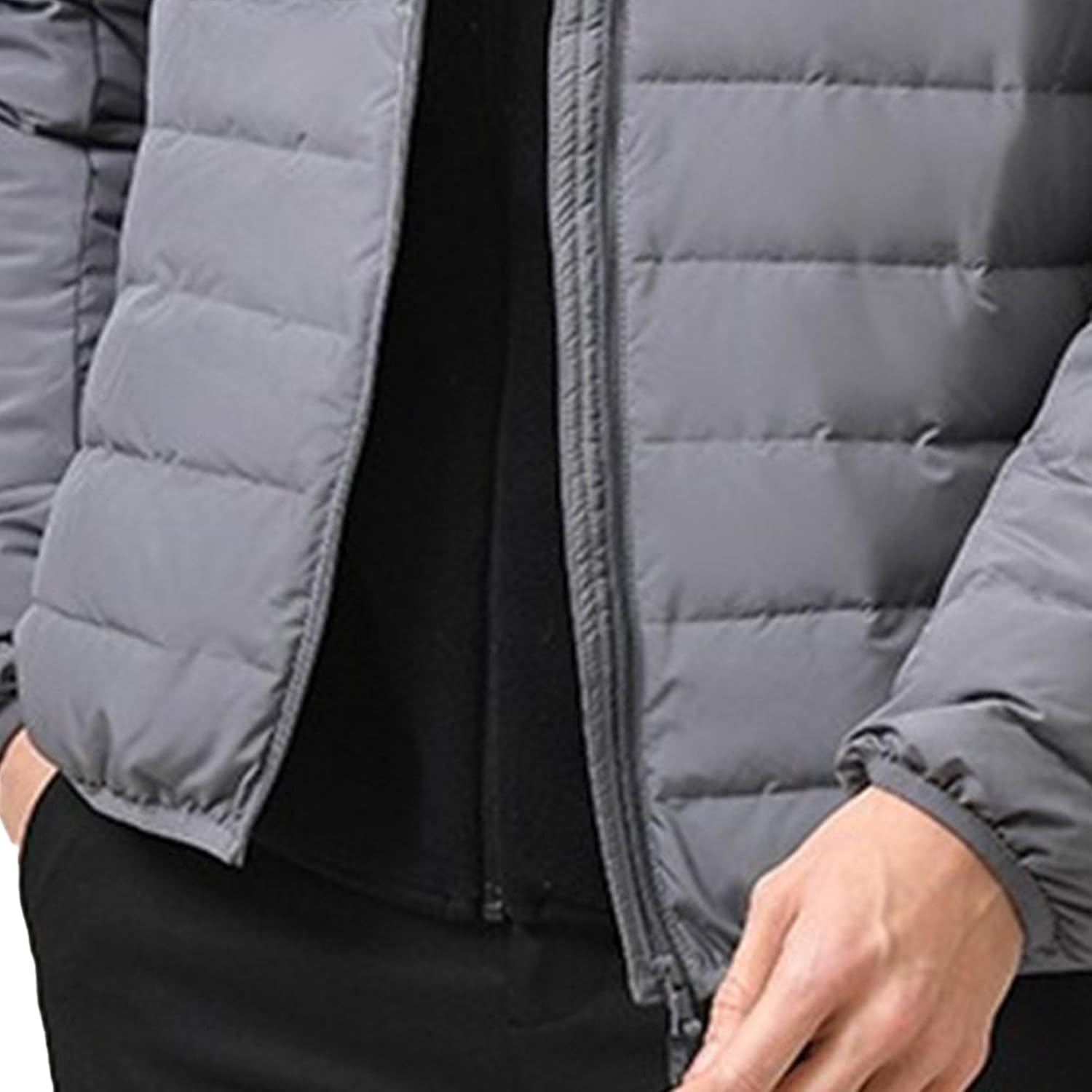 DGHM-JLMY Men's Warm Puffer Jackets Stand Collar Hooded Quilted Short Jacket Lightweight Slim Fit Winter Down Coats