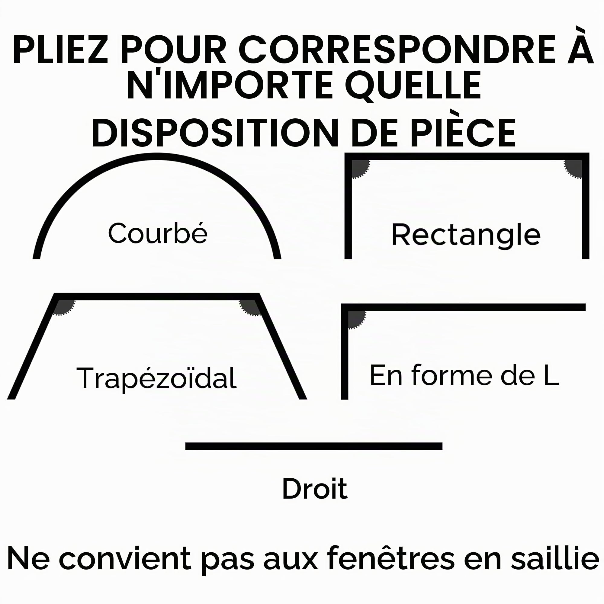 Rail de rideau de plafond flexible en aluminium – Rail de montage mural/plafond pliable de 5 m, système de glissement lisse pour baies vitrées, camping-cars, séparateurs de pièce, douches – Facile à