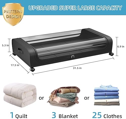 Miniatura 9 de Uyokcnie Contenedores de almacenamiento debajo de la cama, almacenamiento de zapatos debajo de la cama con ruedas, organización de almacenamiento de