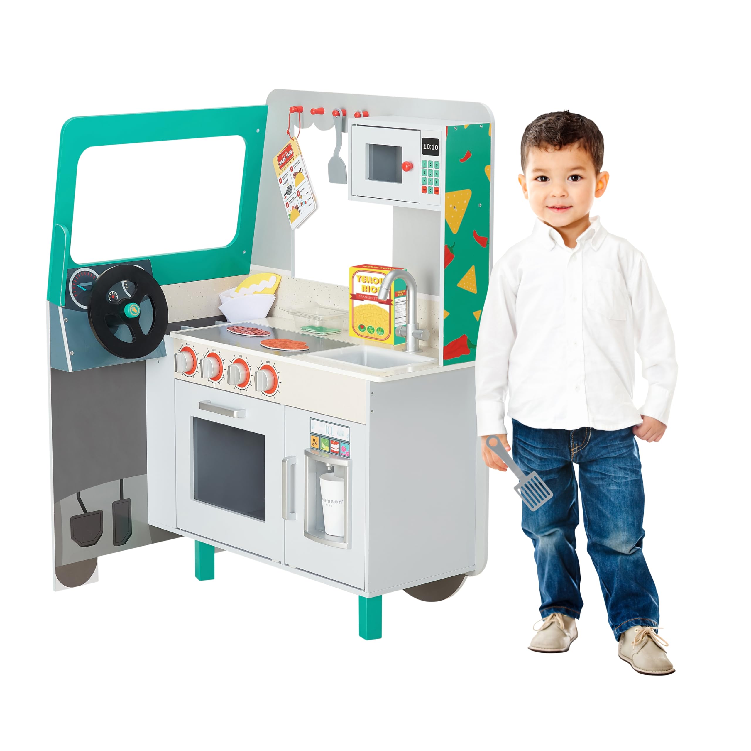 Teamson Kids My Little Helper Kids Play Taco Truck Playset with Accessories, Multicolor