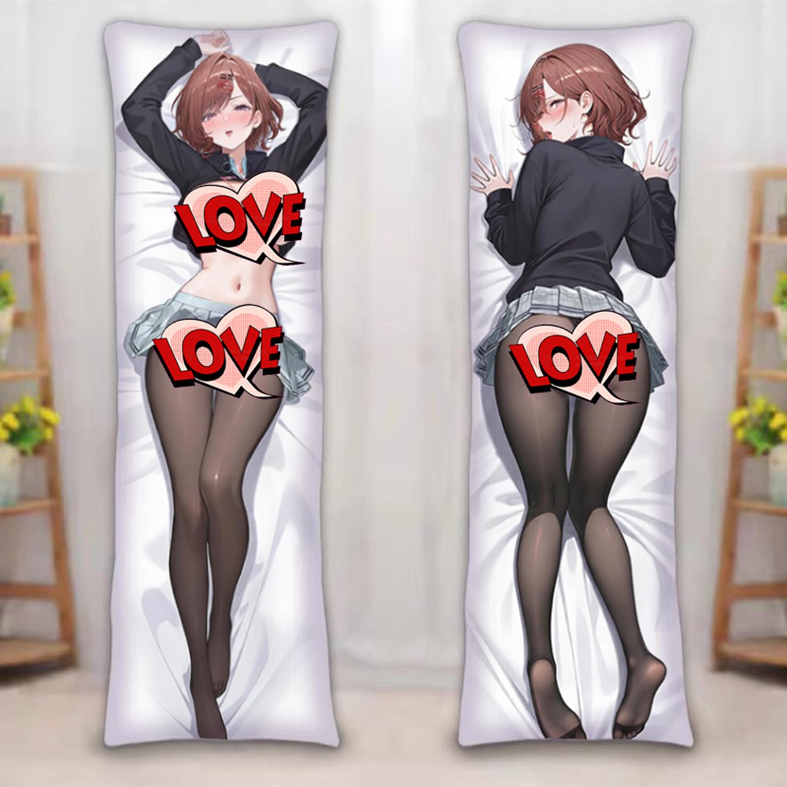 Anime Body Pillow Uncensored Hentai Throw Pillow Dakimakura Waifu Pillow Custom Body Pillow Case 2-Side Print Pillow Case 59 in X 19.6 in (c2)