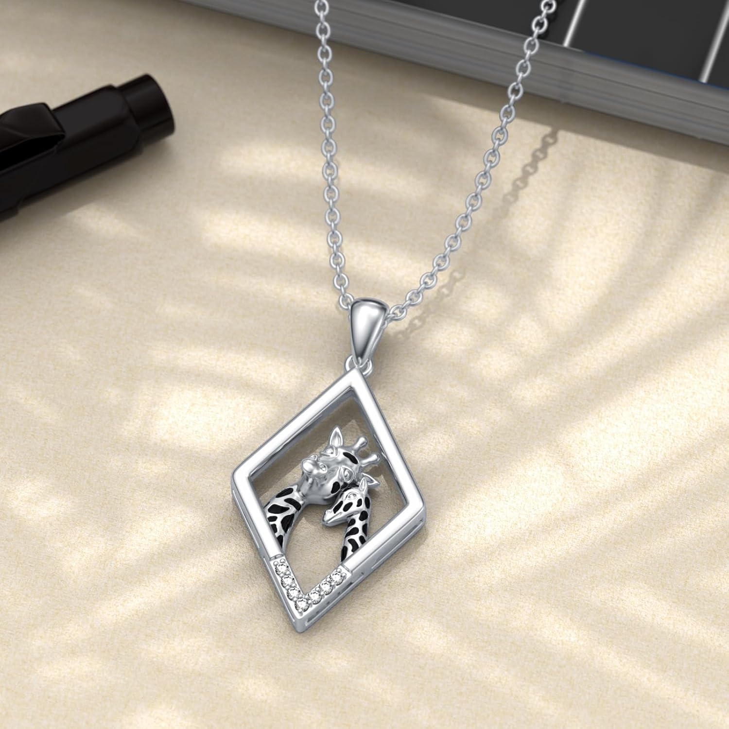 Giraffe Necklace with Diamond 925 Sterling Silver Giraffe Pendant Necklace for Women Animal Jewelry Giraffe Gifts for Christmas Birthday - Image 5