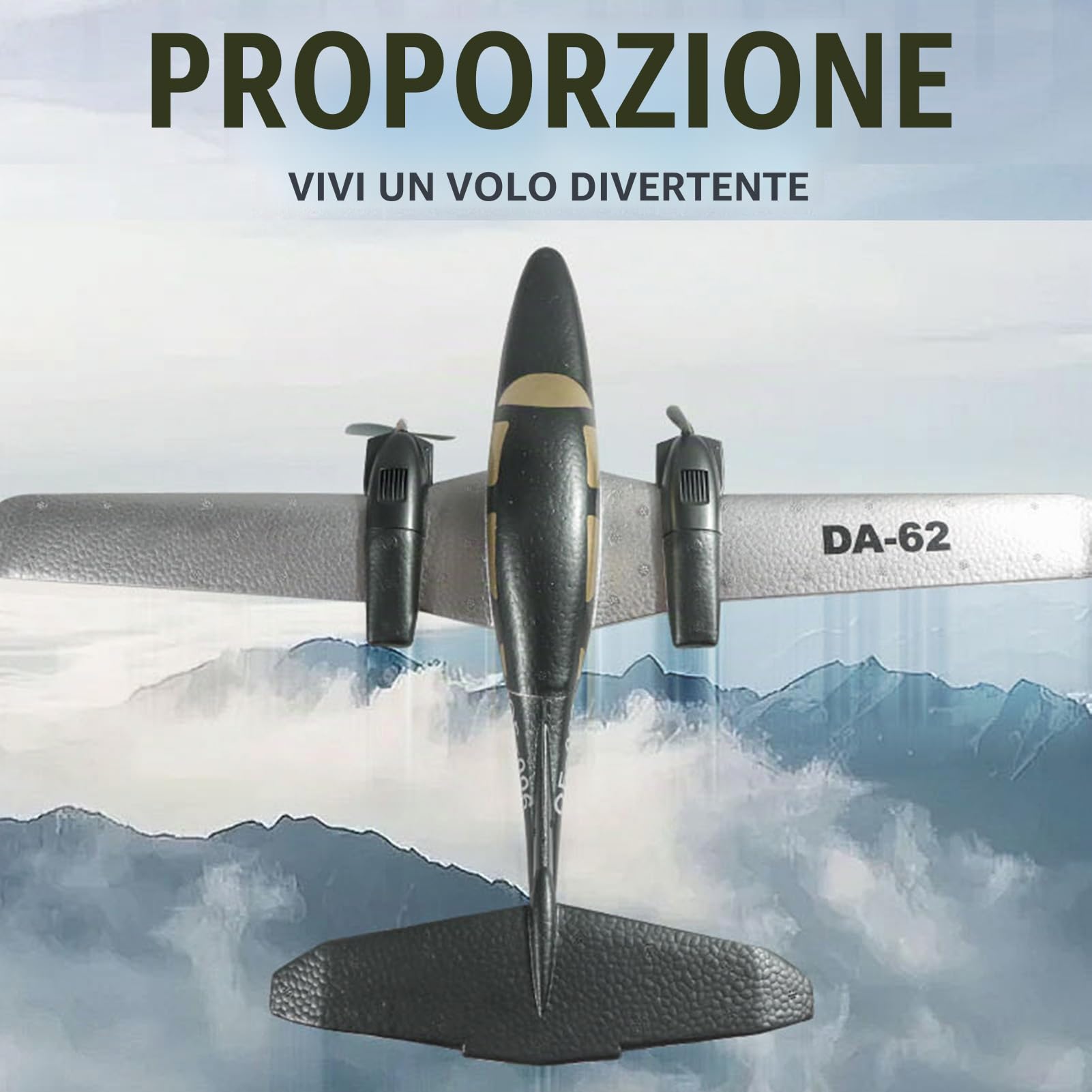 Aereo Leggero in EPP, Aereo Telecomandato per Principianti, Aliante RC Ad Ala Fissa a 2 in Schiuma EPP con di Stabilizzazione Giroscopica a 3 Assi, Divertimento di Volo